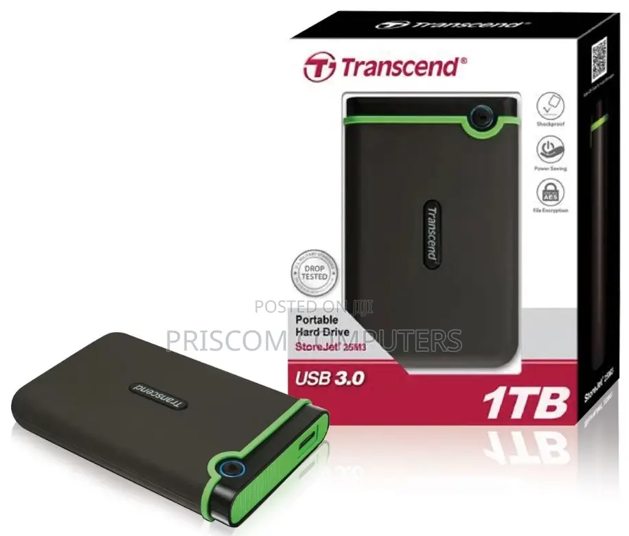 1 TB Transcend External/Portable Hard Drive (USB 3.1 Gen 1)
