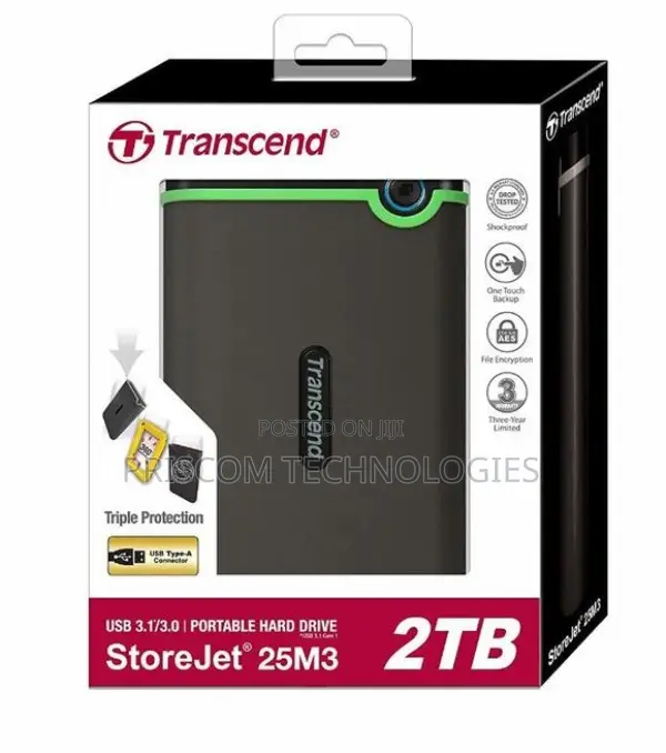 Transcend External Hard Drive - 2tb-Usb 3.1-Black