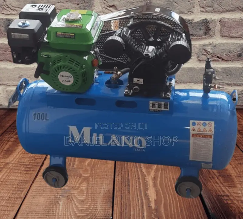 Milano Compressor ENGINE DRIVEN Double Piston 7.5hp 100 LTRS