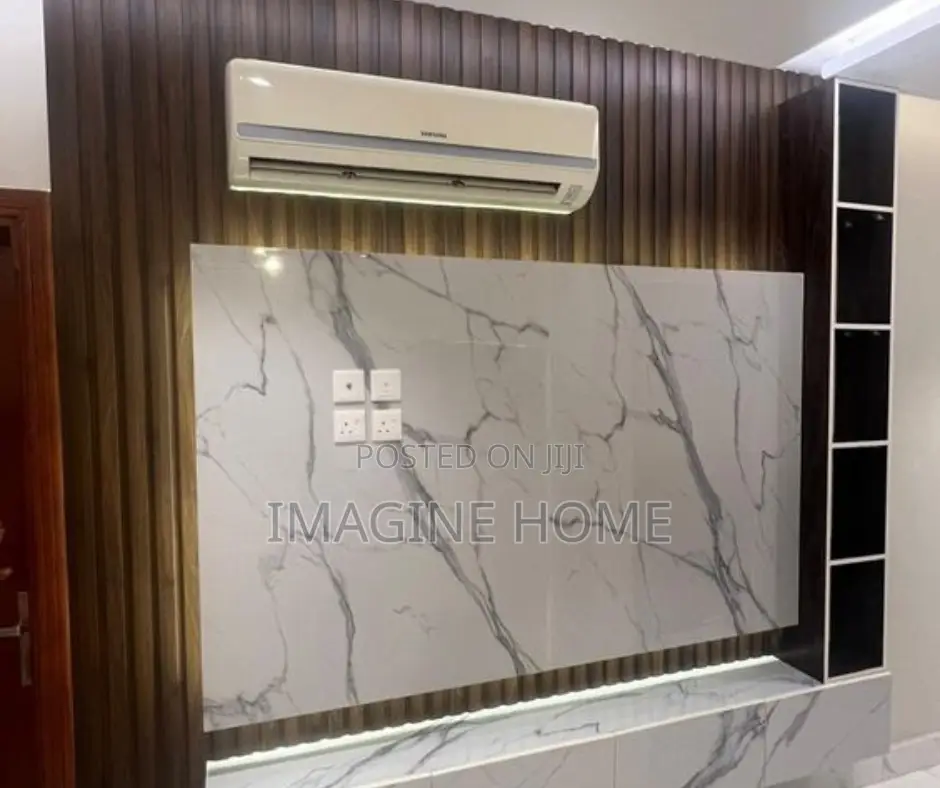 Marble Sheets White Shades/ Brown Fluted Wall Panels