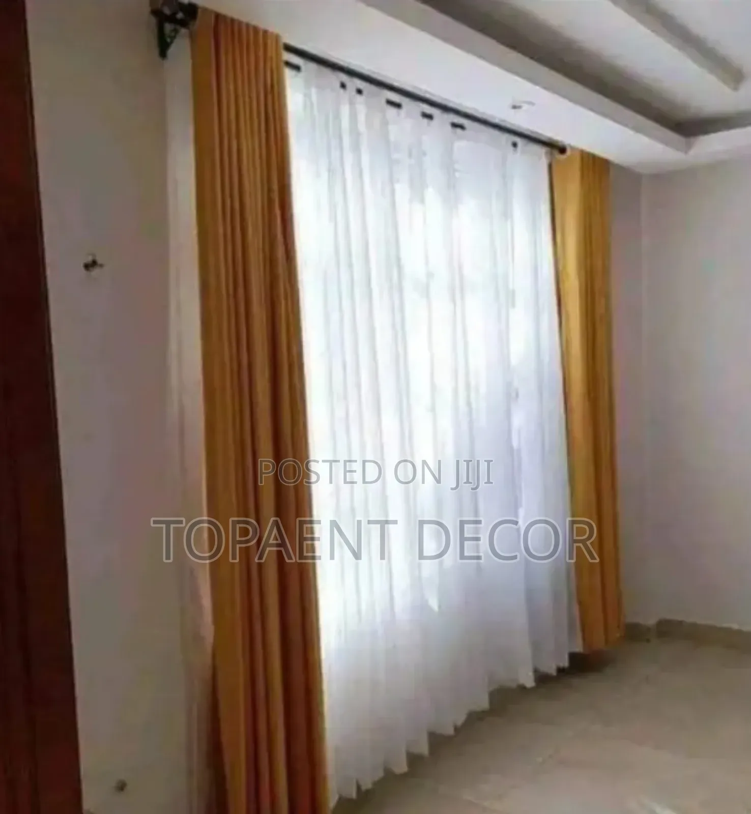 3m Golden Yellow Window Ring Curtains and White Sheers