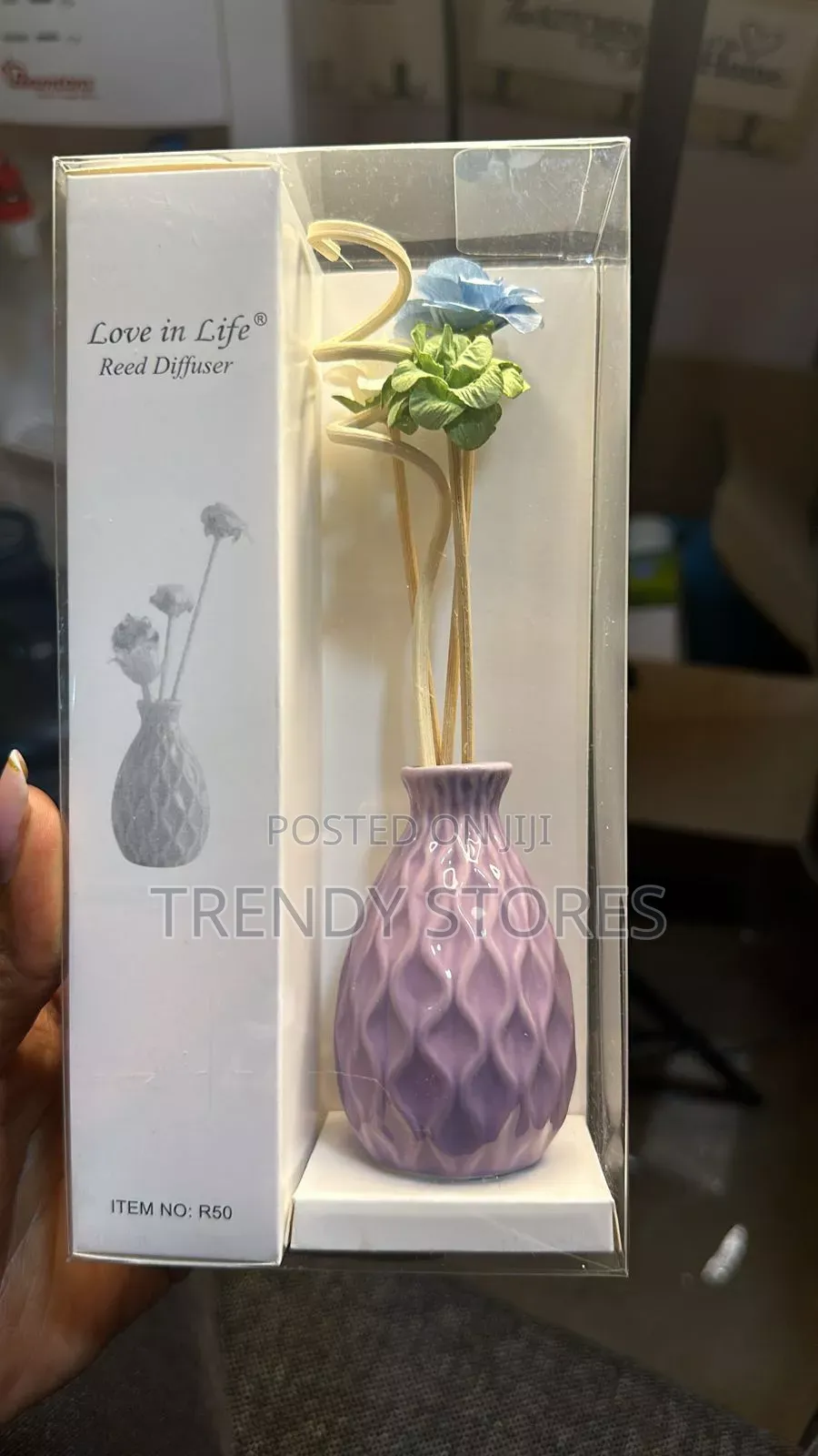 Pink Ceramic Vase Diffuser With Flower
