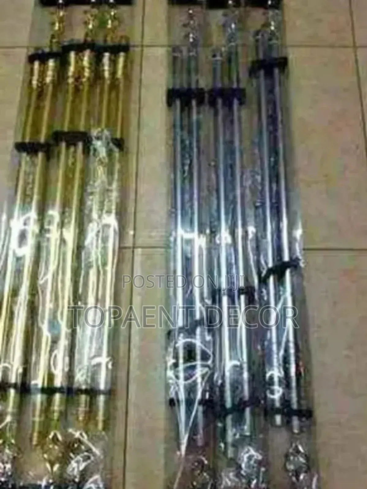 2m Adjustable Black and Gold Window and Door Curtain Rods