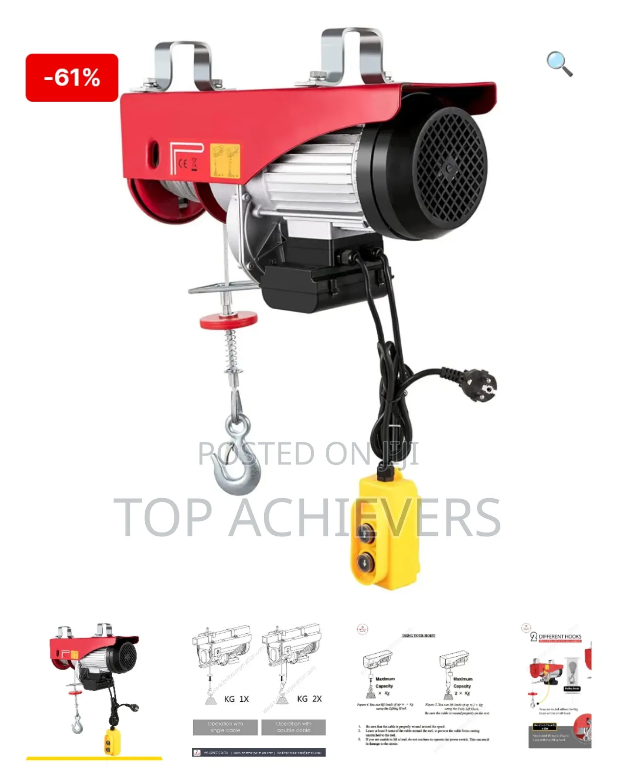 1ton 1000kgs Electric Hoist Toller