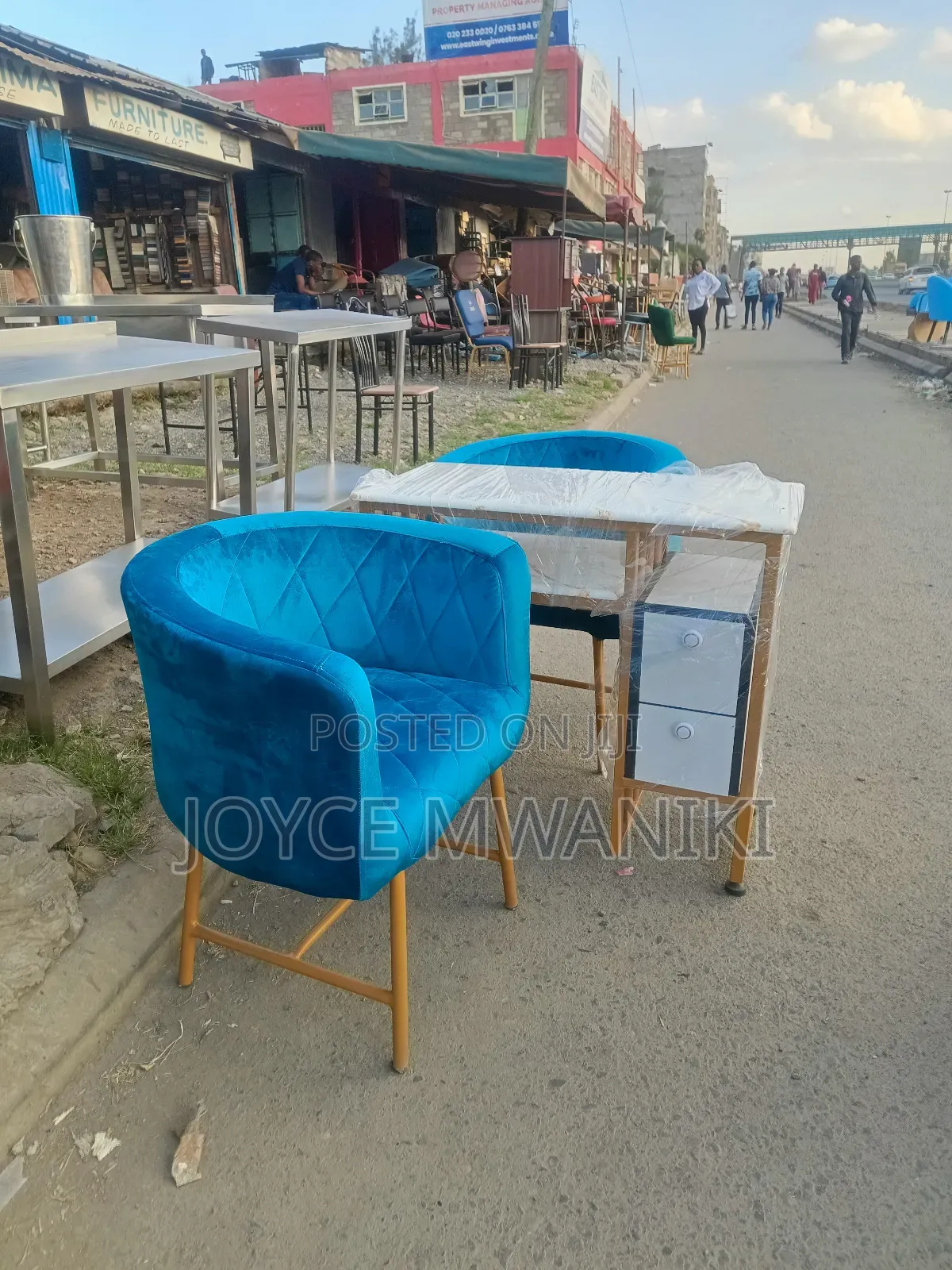Manicure Set, Marble Table and Turkuish Blue Seats