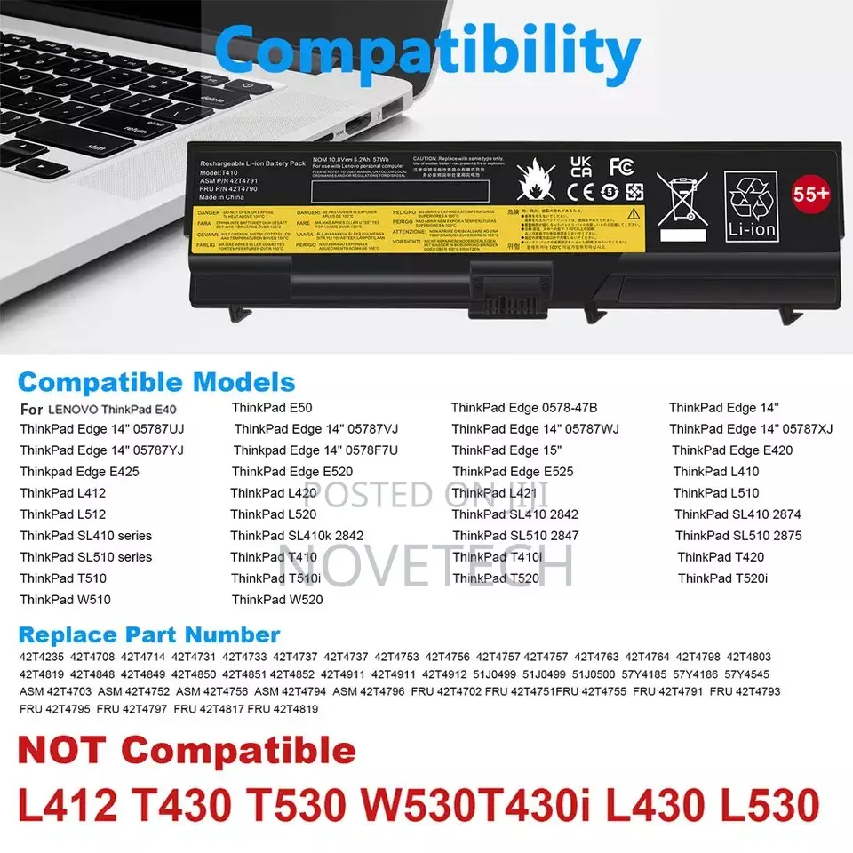 T410 Battery Lenovo T420 T510 T520 Sl410 Sl510 E420 E425