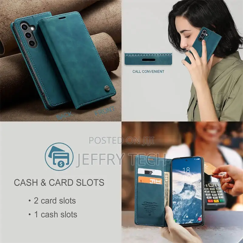 Samsung Galaxy S24 Plus Wallet Suede Leather Case Blue