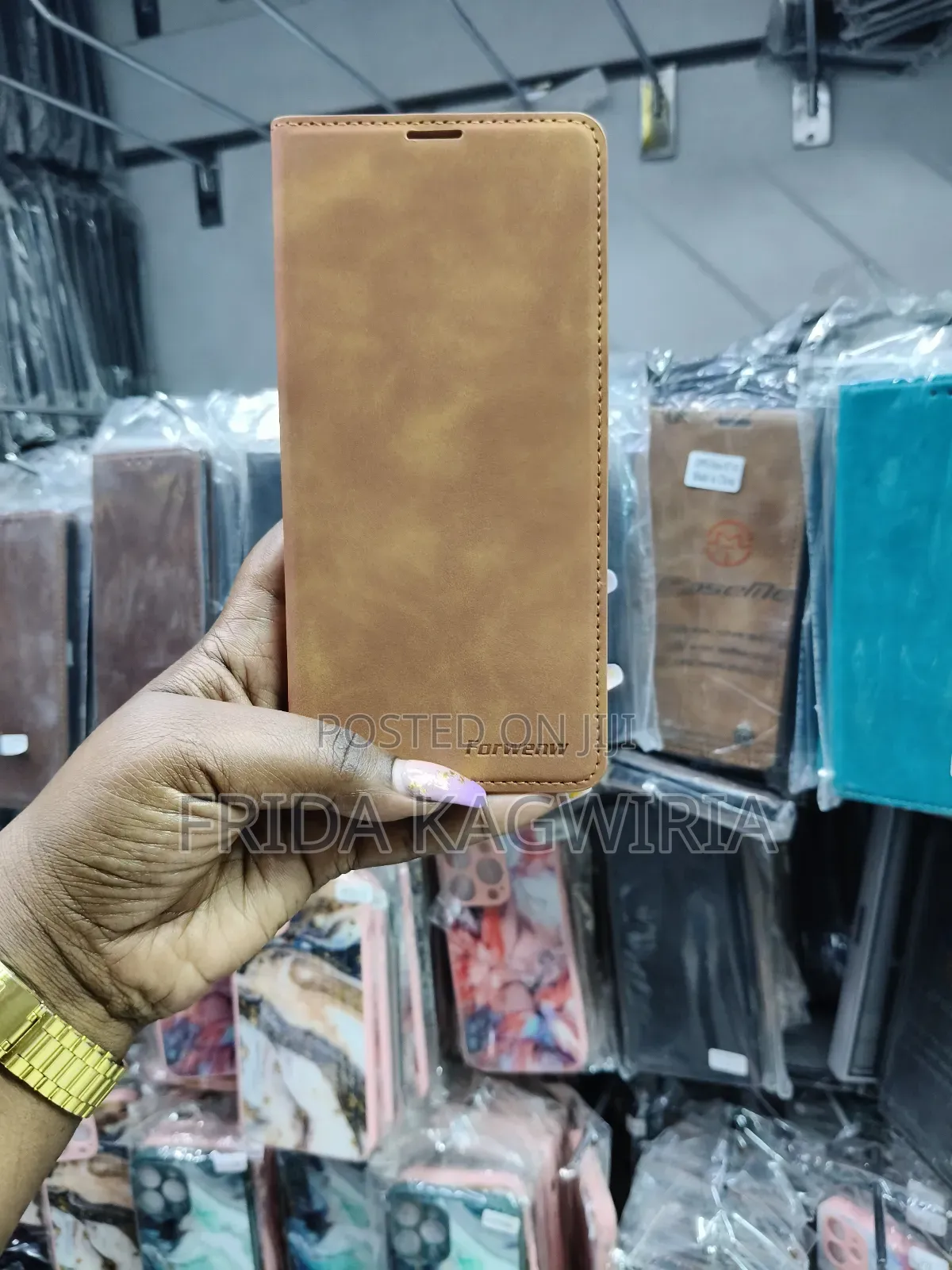 Oppo A3X Brown Leather Flip Case With Card Pockets