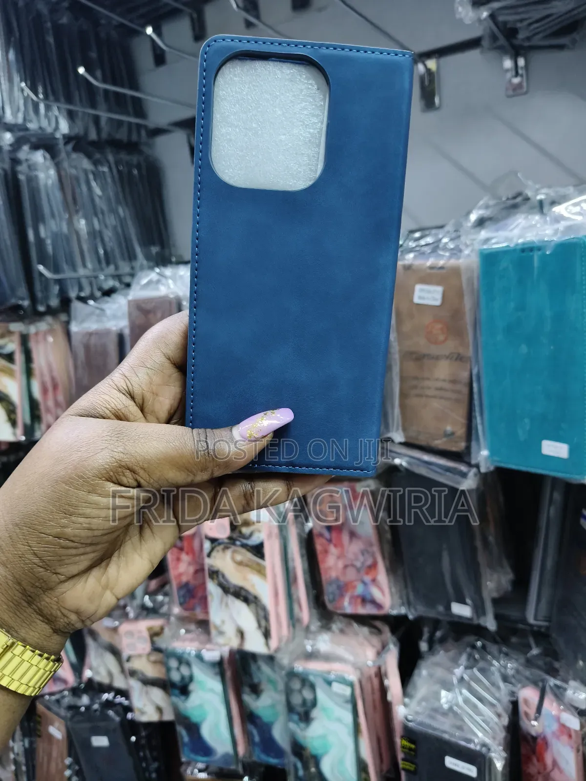 Blue Leather Flip Cover for Oppo A3