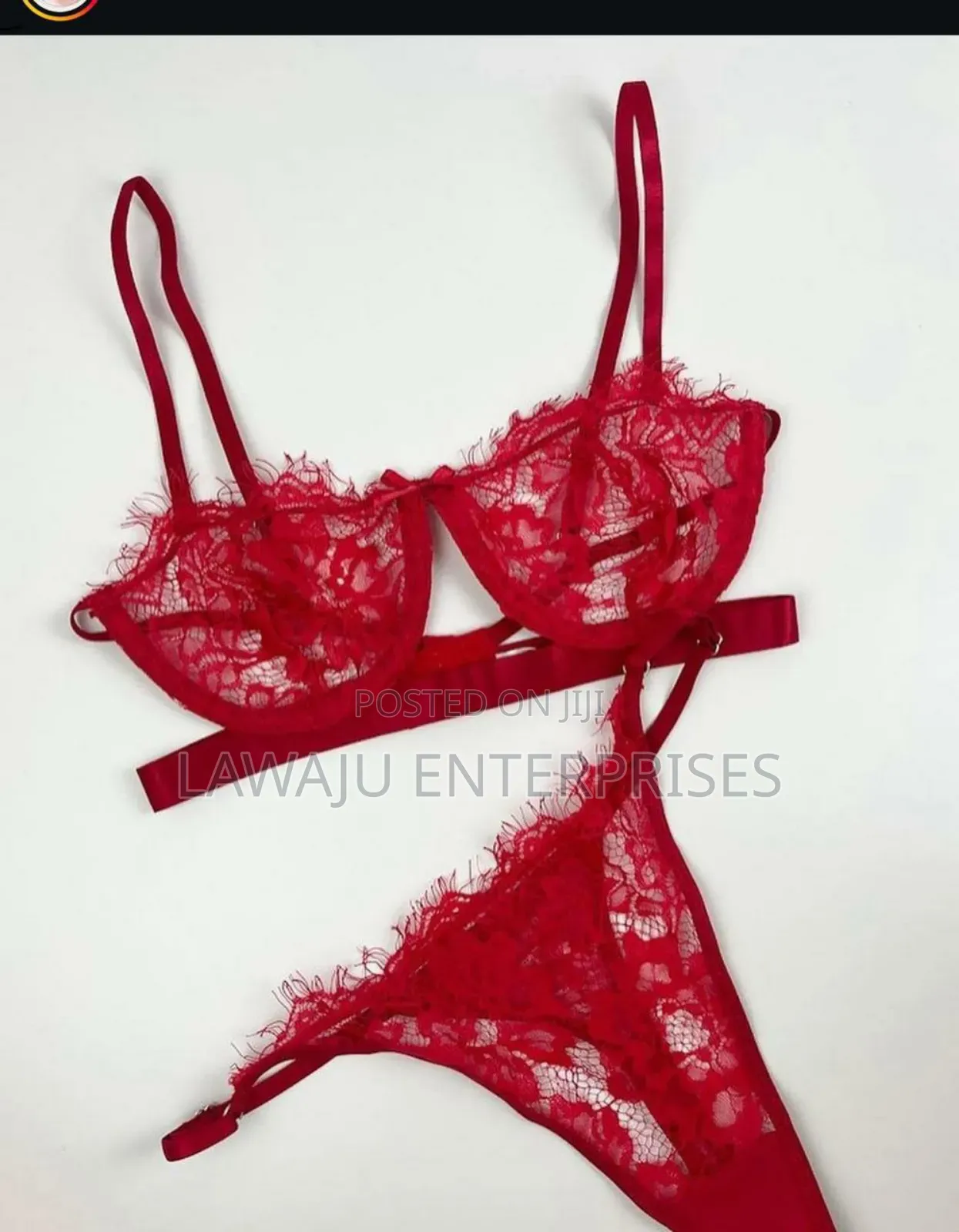2PC Red Flower Lace Lingerie