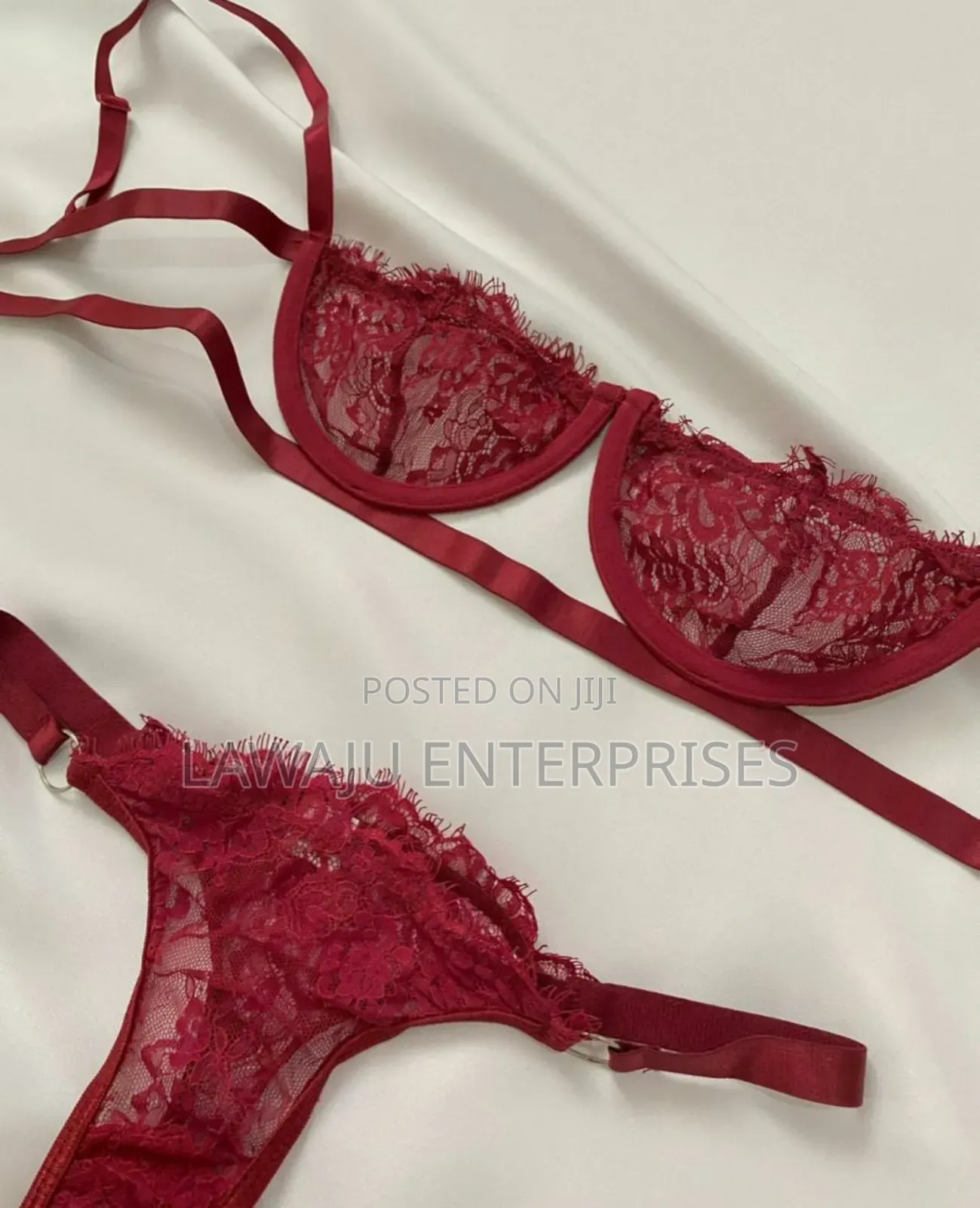 2PC Red Flower Lace Lingerie