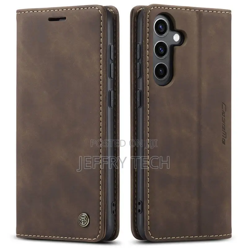 Samsung Galaxy S24 Plus Wallet Suede Leather Case Coffee