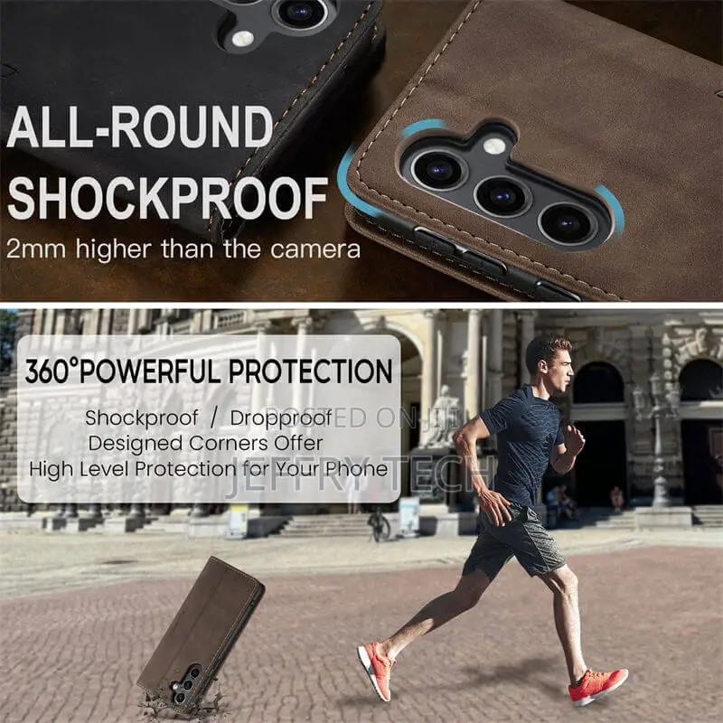 Samsung Galaxy S24 Plus Wallet Suede Leather Case Coffee
