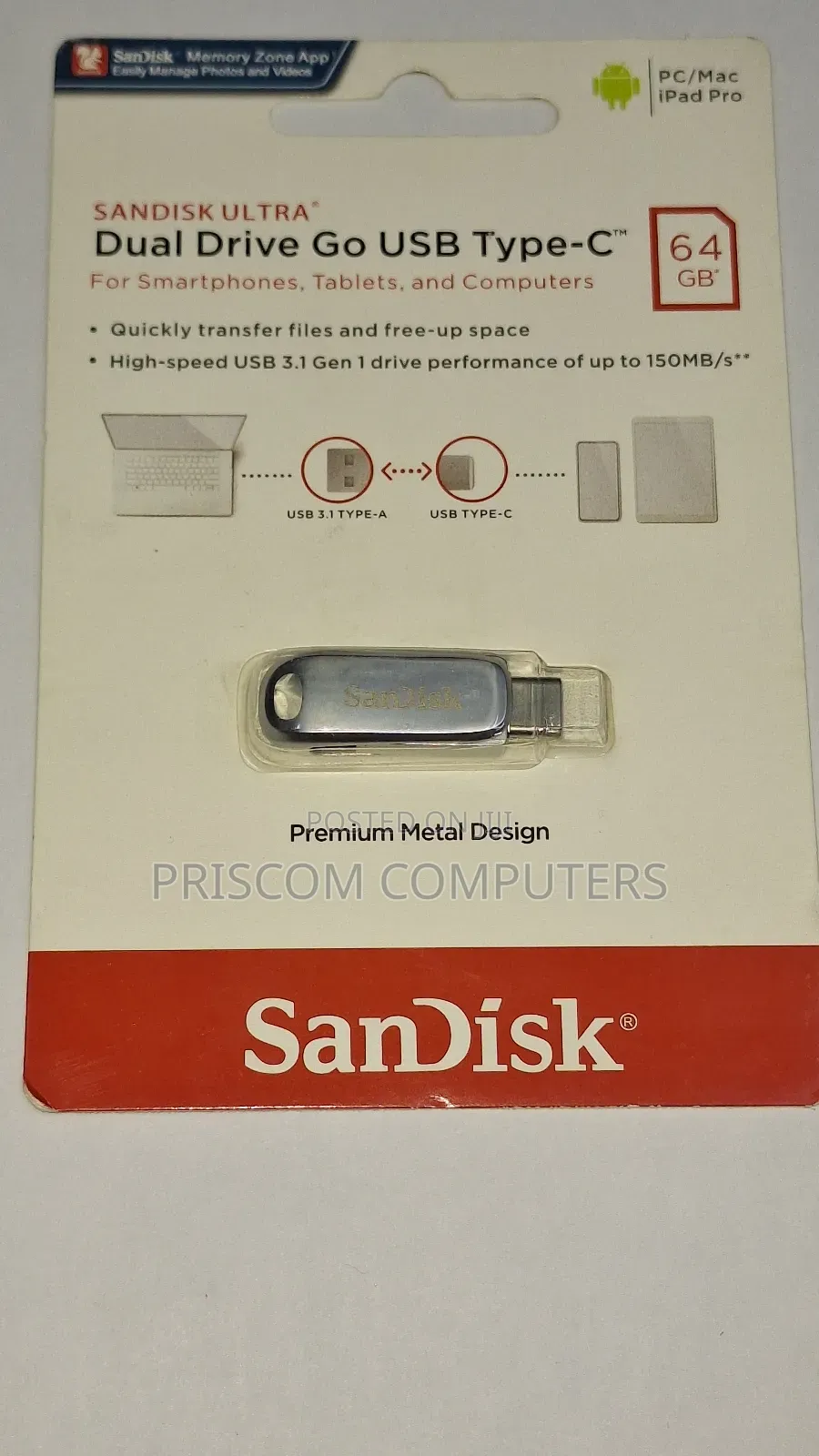 64GB Sandisk Flash Disk Drive Dual OTG USB Type C