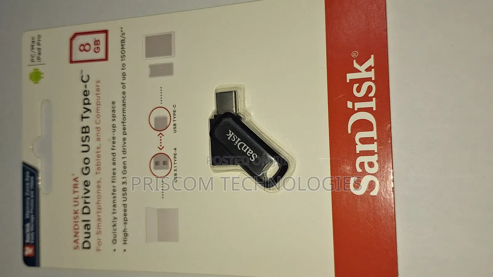8GB Sandisk Flash Disk Drive Dual OTG USB Type C