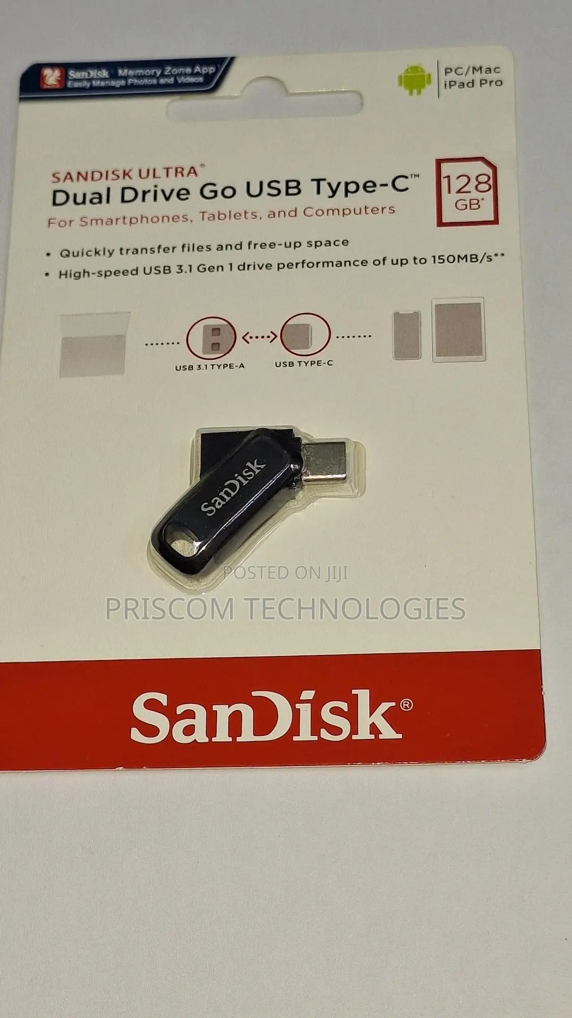 128GB Sandisk Flash Disk Flash Drive Dual OTG USB Type C