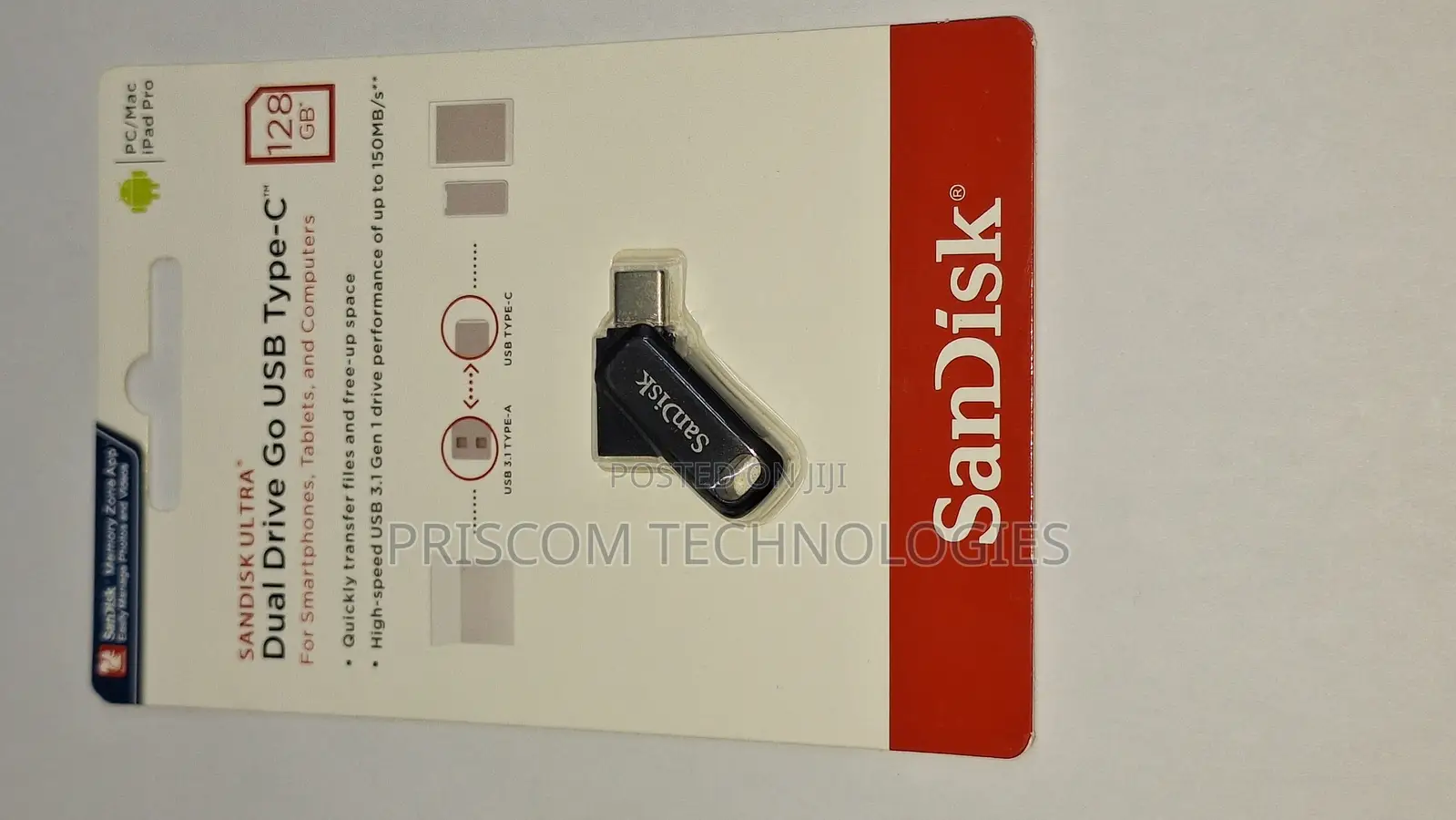 128GB Sandisk Flash Disk Flash Drive Dual OTG USB Type C