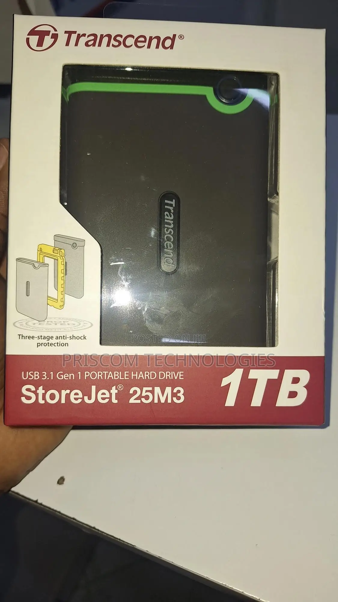 Transcend 1TB External Portable Hard Drive 3.1 GEN 1 25M3