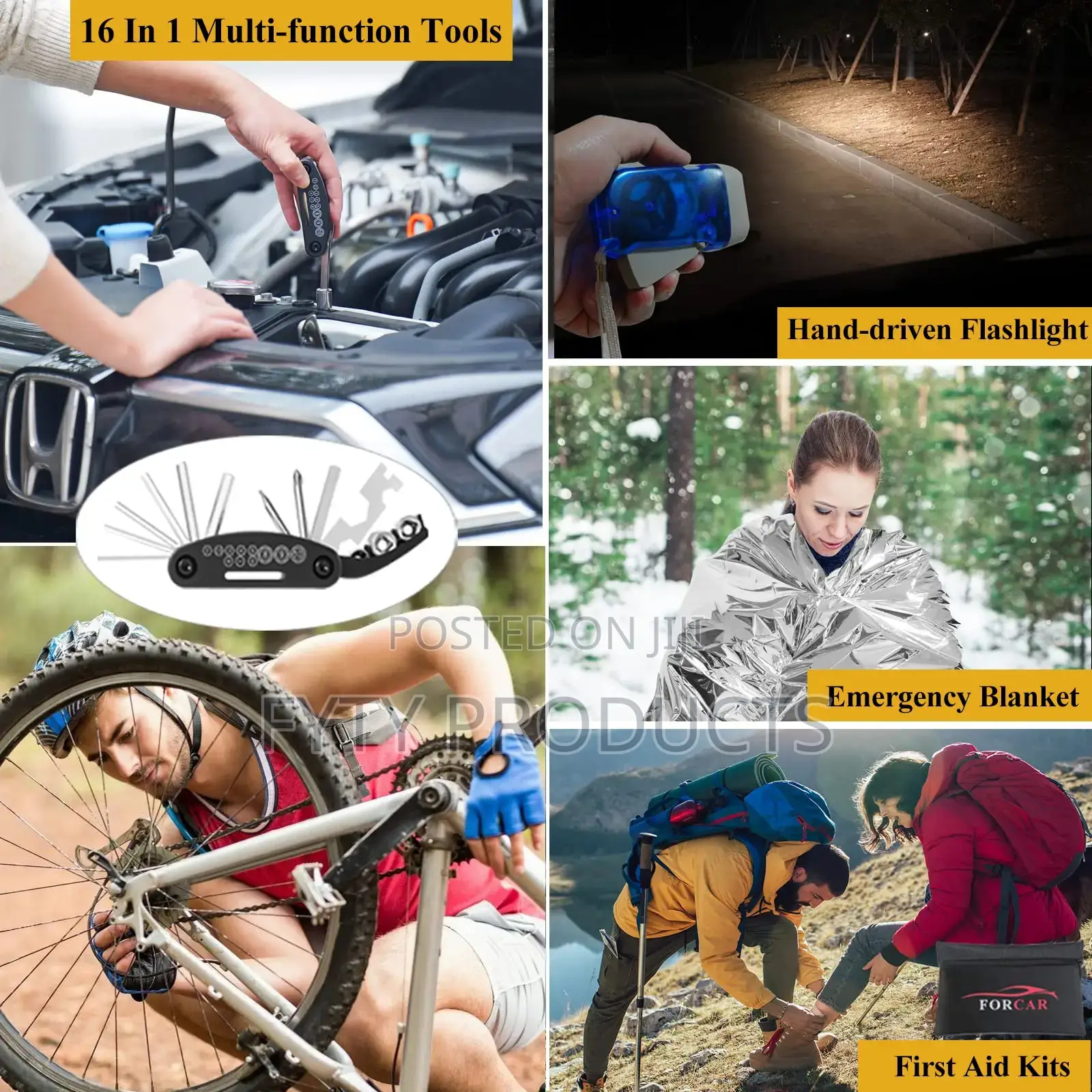Car Roadside Emergency Safety Tools Kit Set Bag