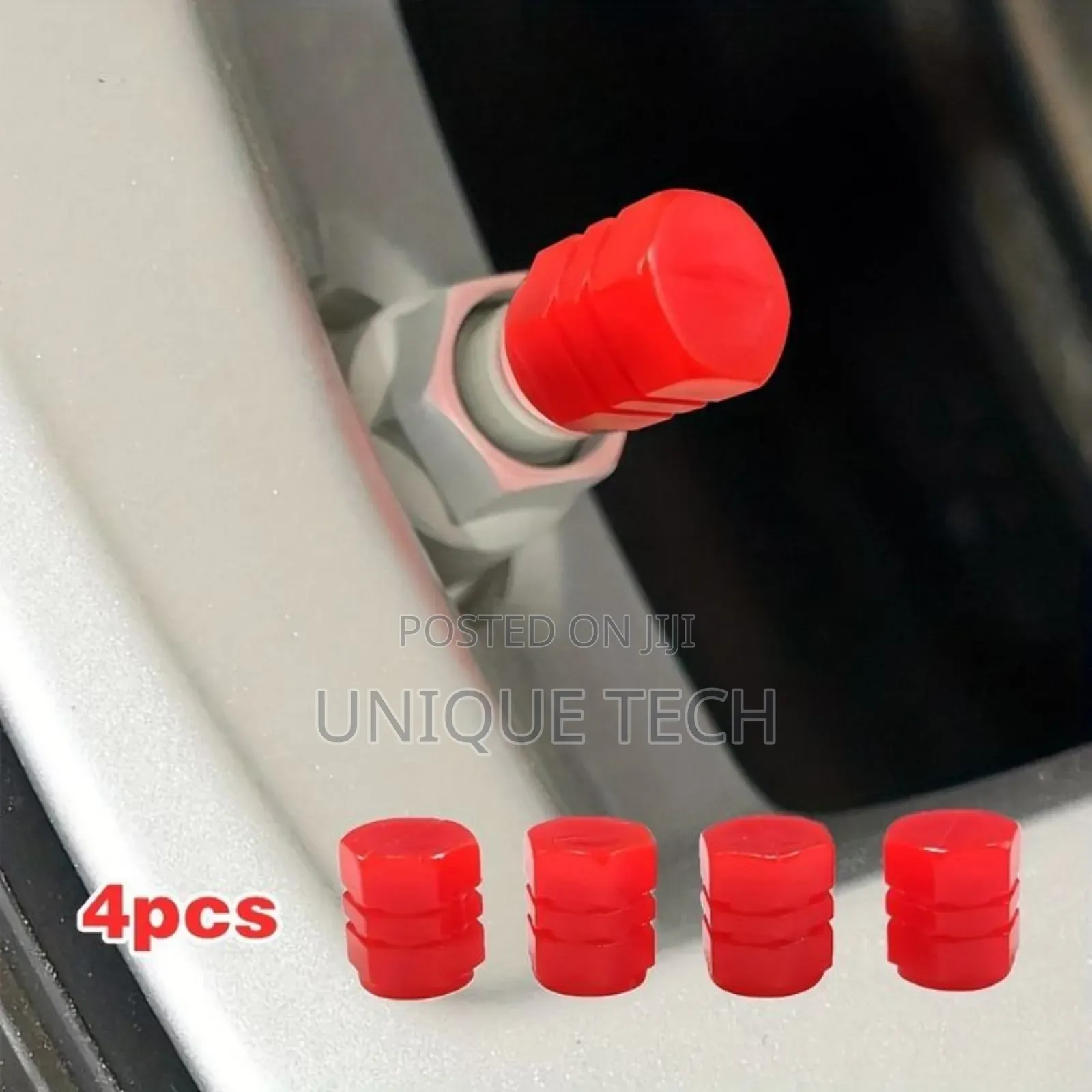 Night Vision Luminous Tire Valve Caps (4-pack)Red