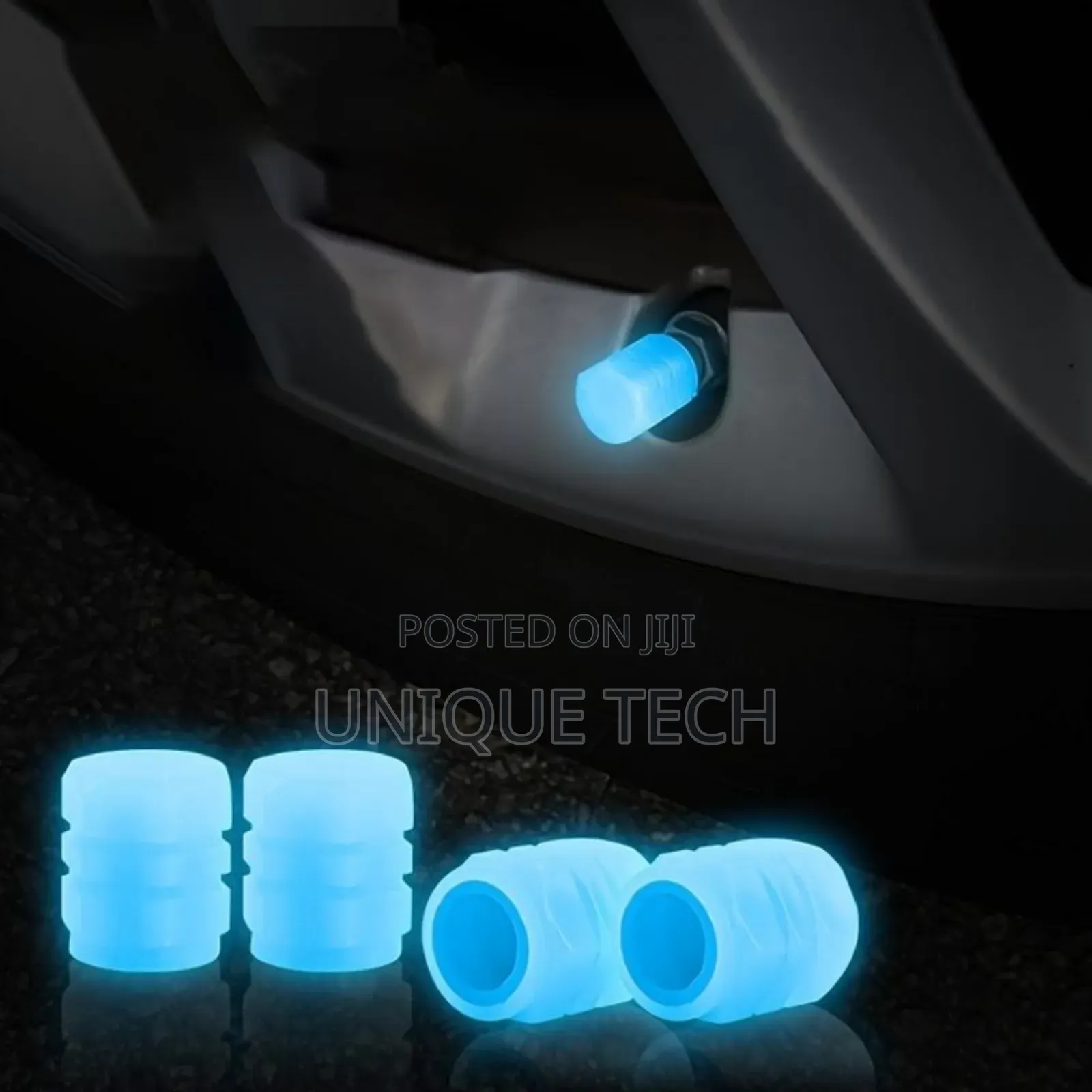 Fluorescent Tire Valve Caps - Pack Of 4 (Blue Colour)