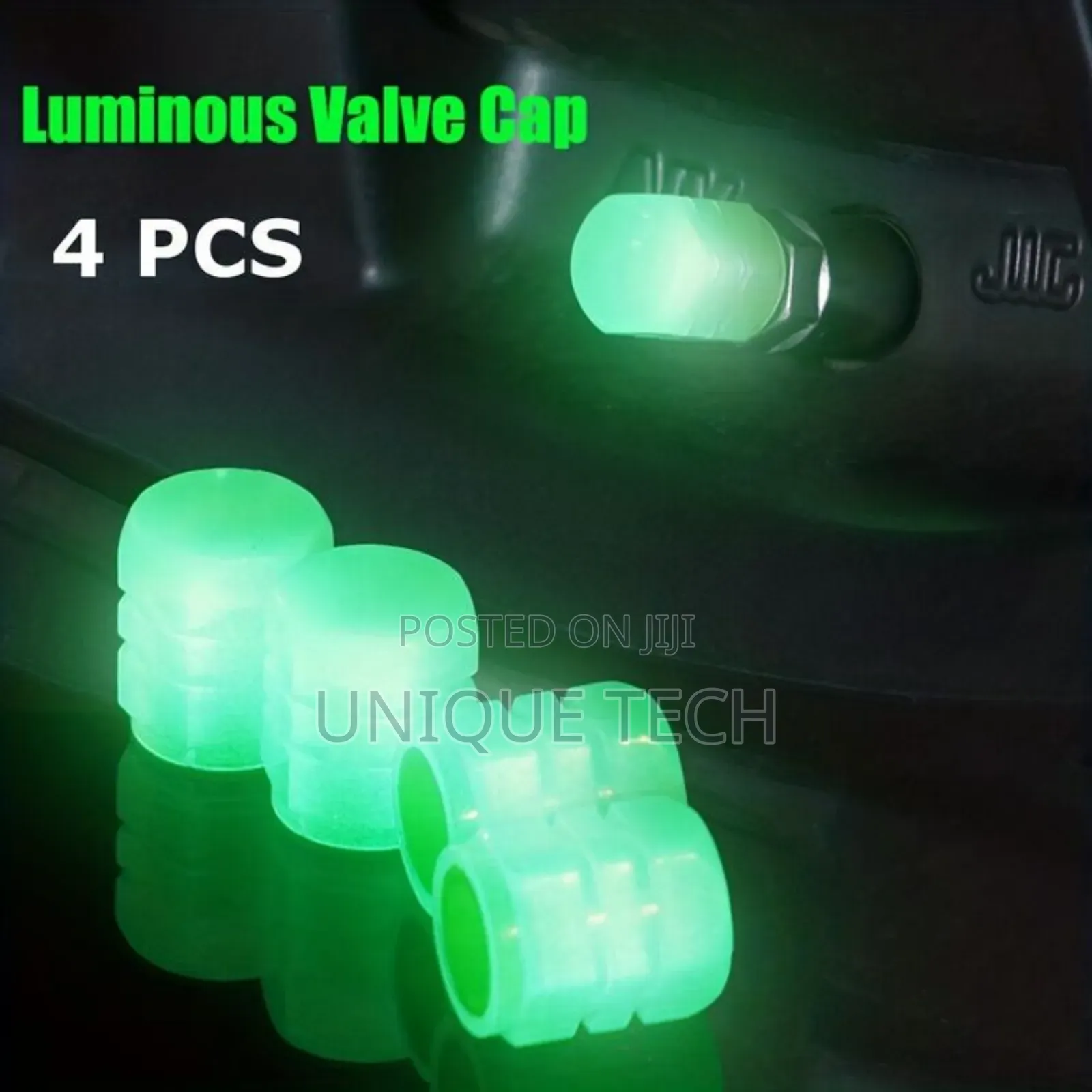Enhanced Visibility Tire Valve Caps - Luminous 4 Pcs Set