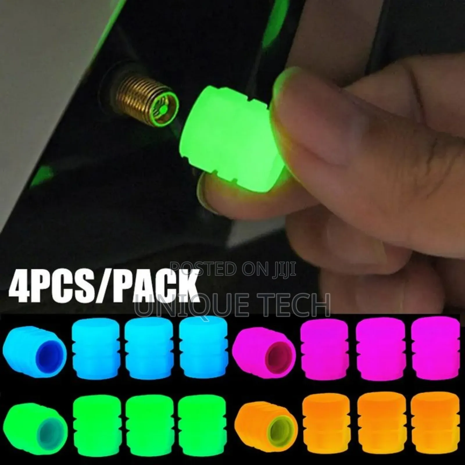 Illuminating Tyre Valve Caps - 4-piece Set,Red,Pink,Green