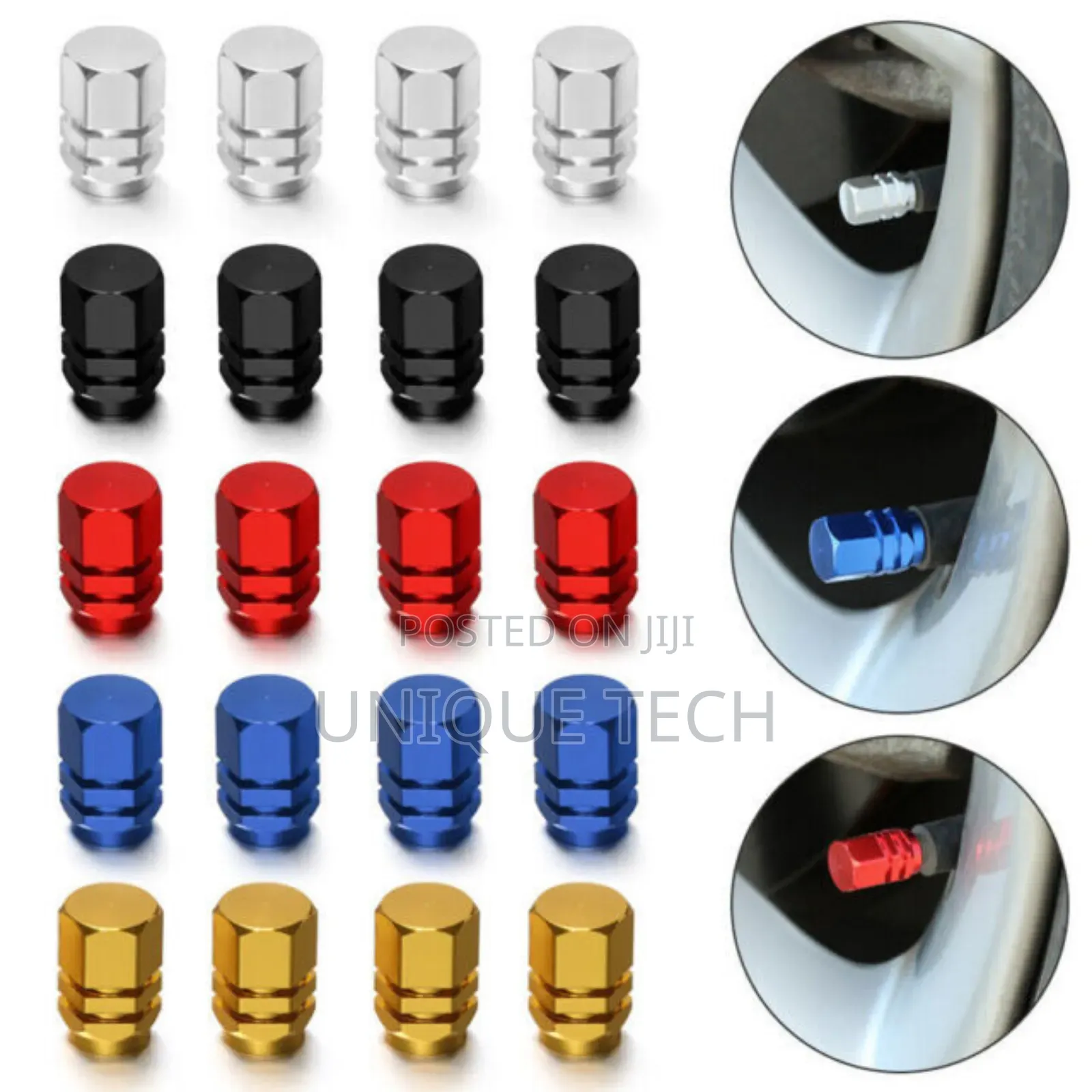 4pcs High-Strength Metallic Nozzle ,Valve Caps,Red,Blue,Pink