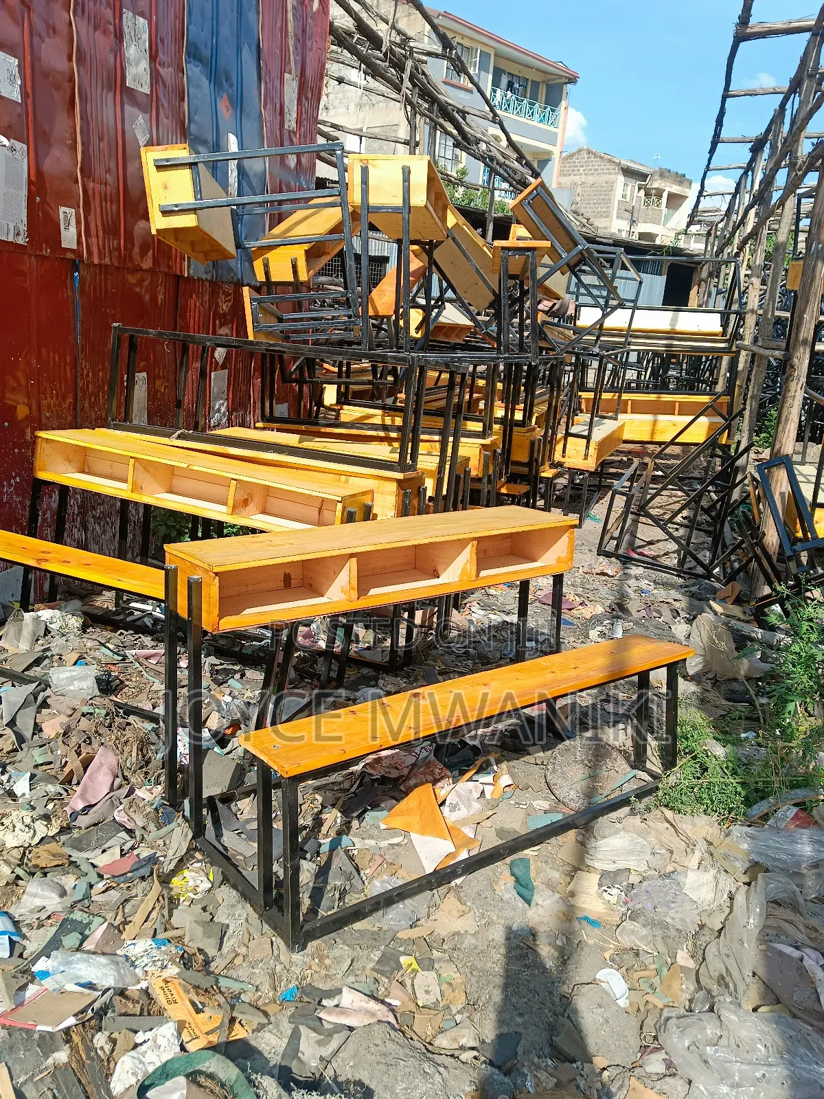 Schools Desks, 3 Seater Cyprus Wood 