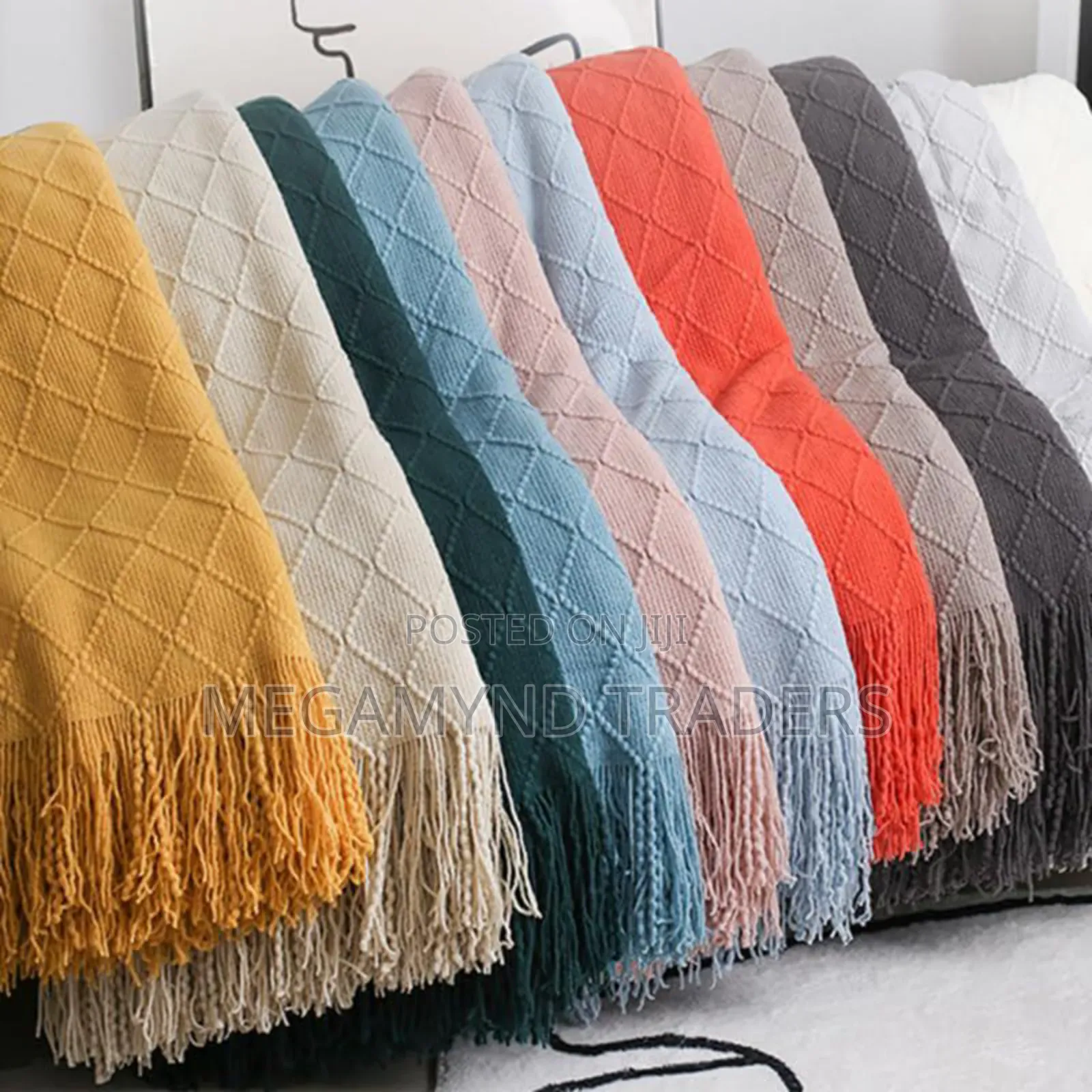 Knitted Throw Blanket With Tassels/Lightweight Soft Blanket