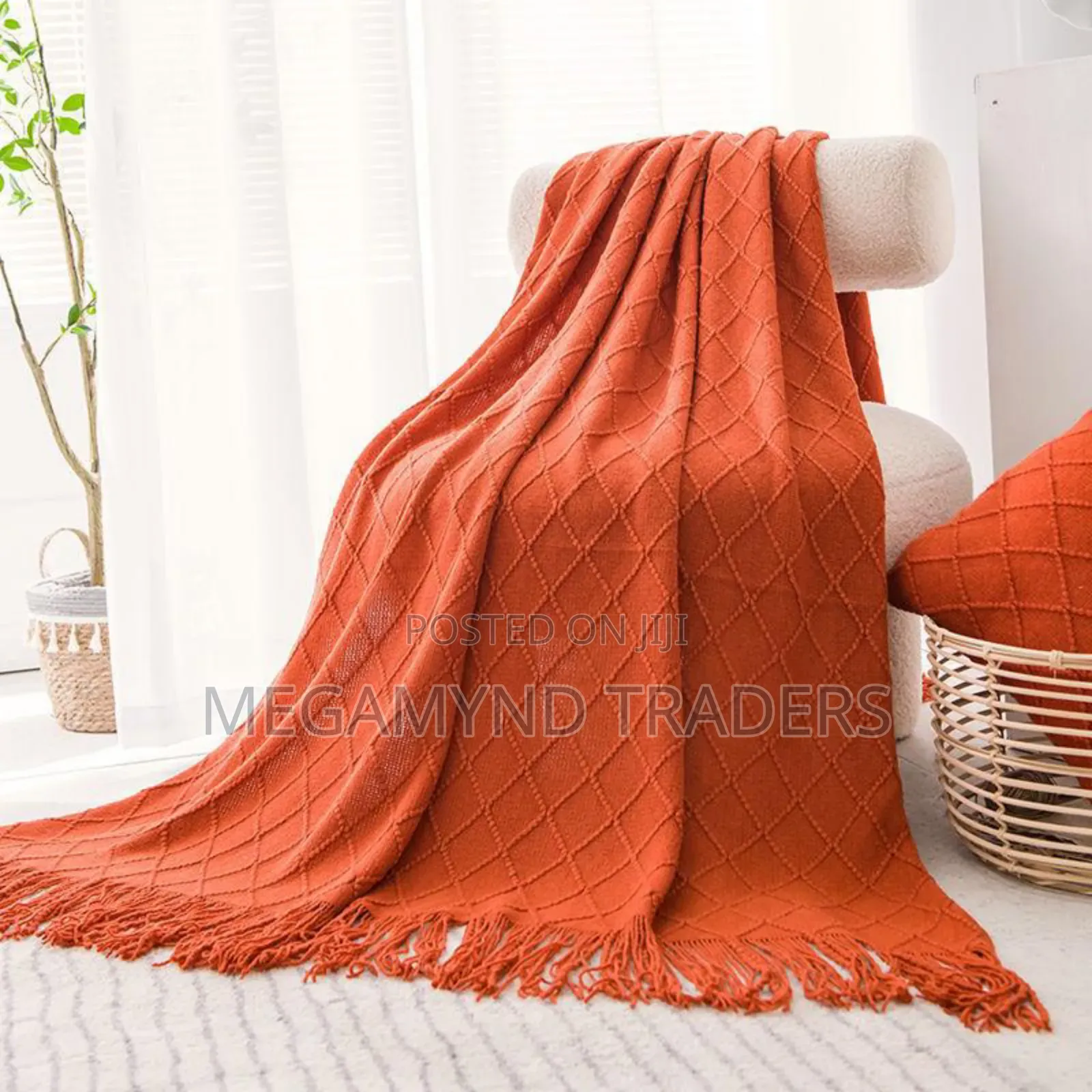 Knitted Throw Blanket With Tassels/Lightweight Soft Blanket