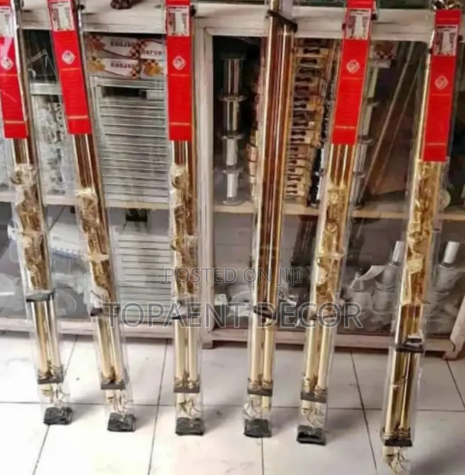 2m Double Shinny Gold Adjustable Window Curtain Rods
