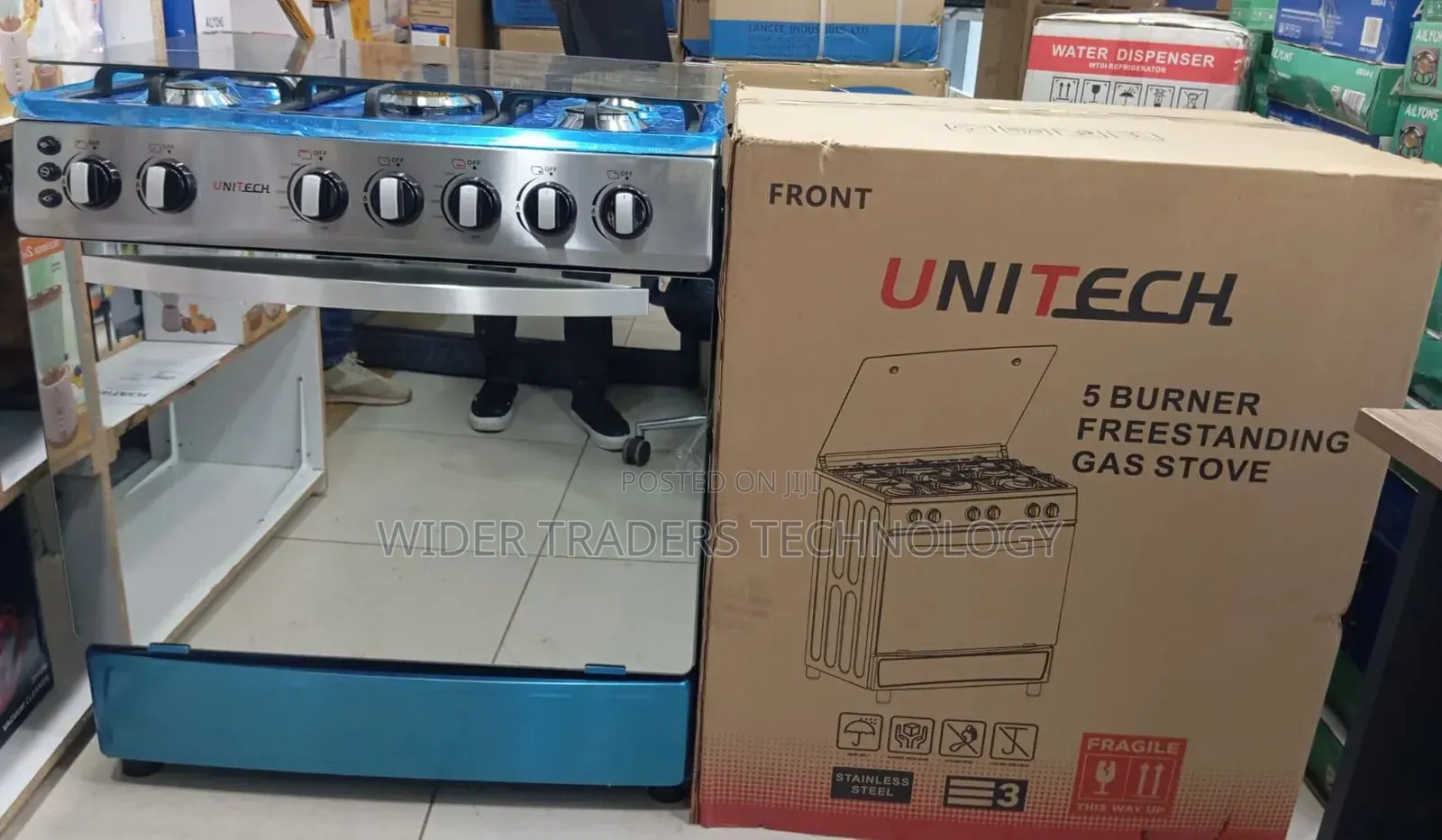 60*80 Unitech 5 Burner Freestanding Full Gas Cooker