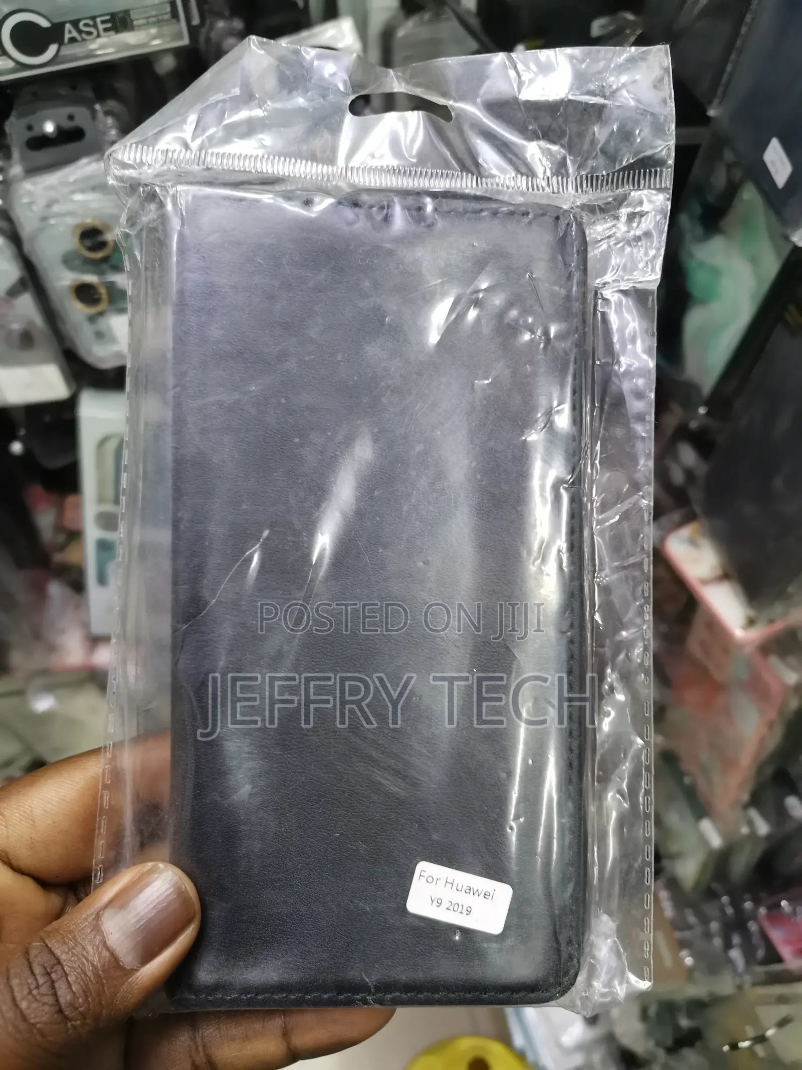 Leather Flip Case for Huawei Y9 (2019)-Black