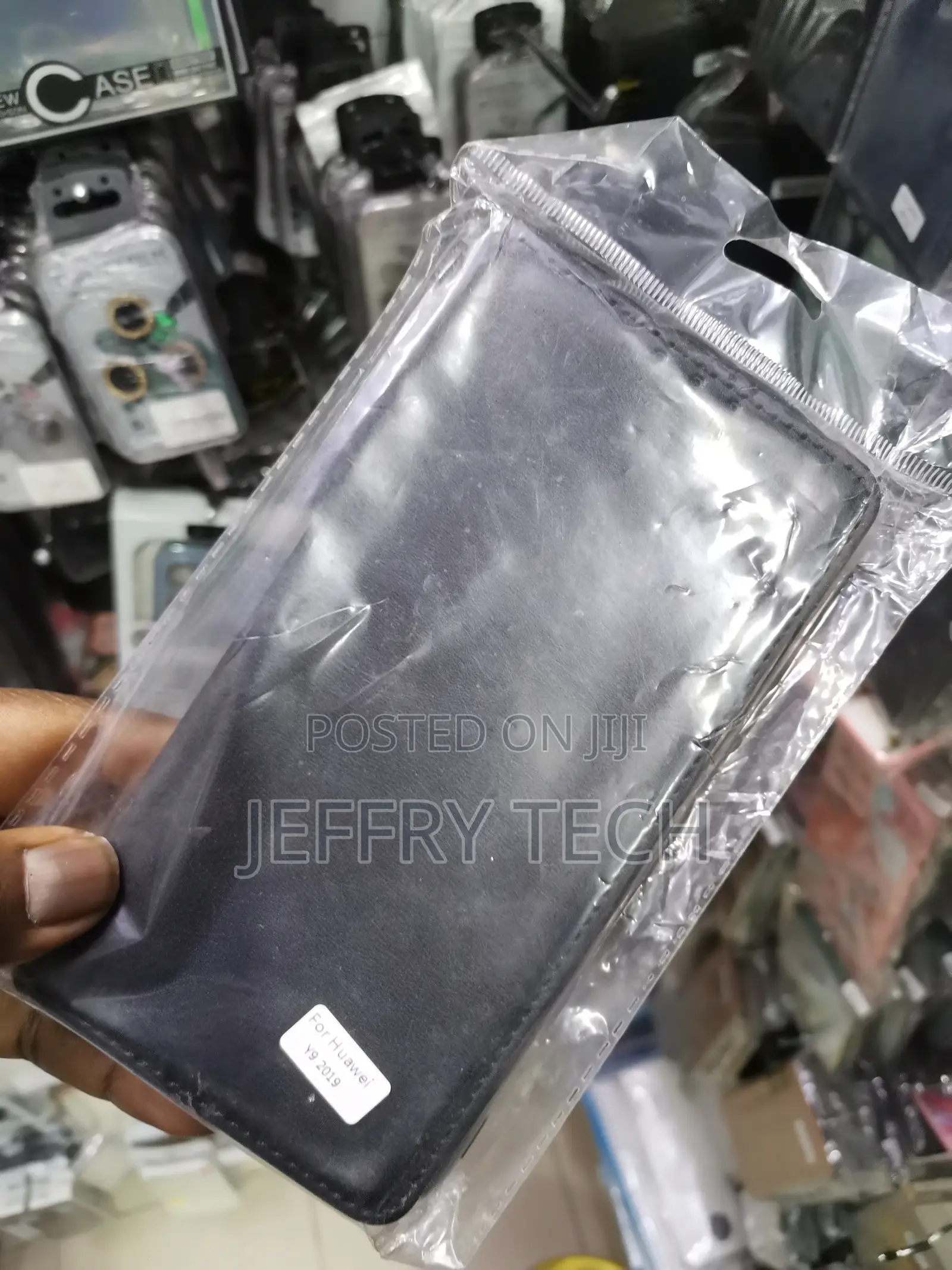 Leather Flip Case for Huawei Y9 (2019)-Black