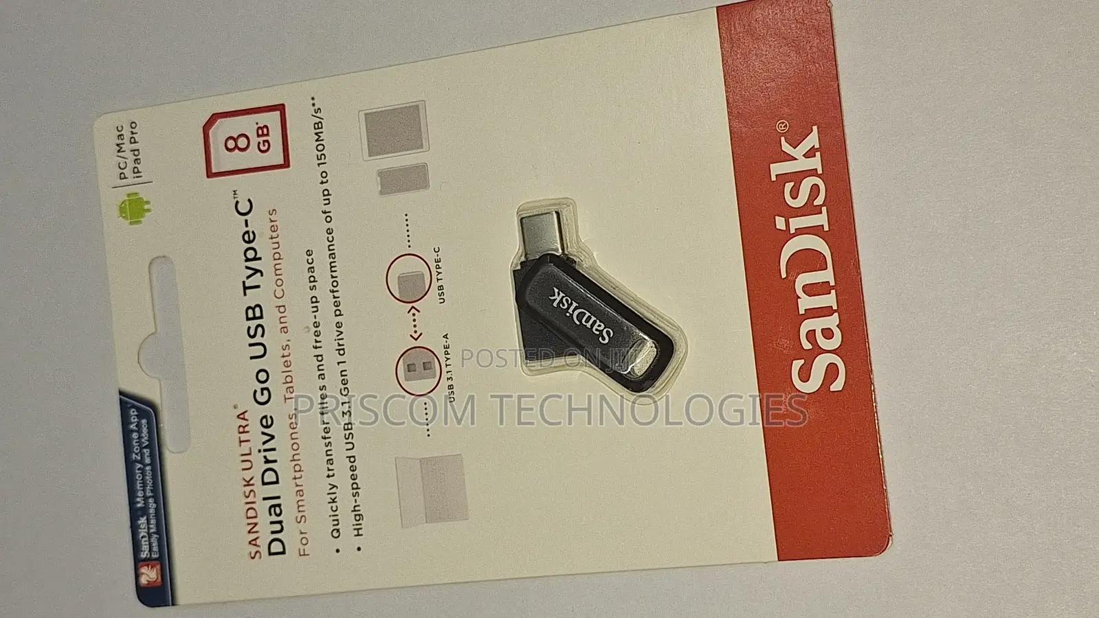 8GB Sandisk Flash Disk Drive Dual OTG USB Type C