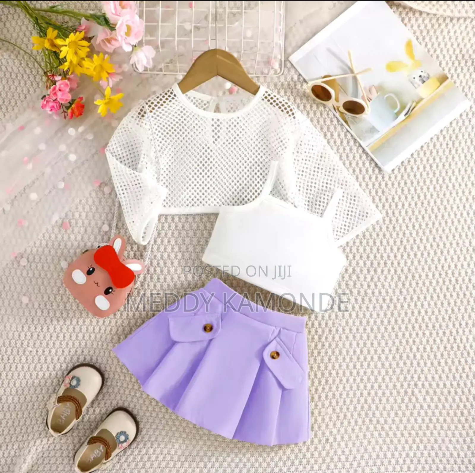 White Purple Skirt Suit