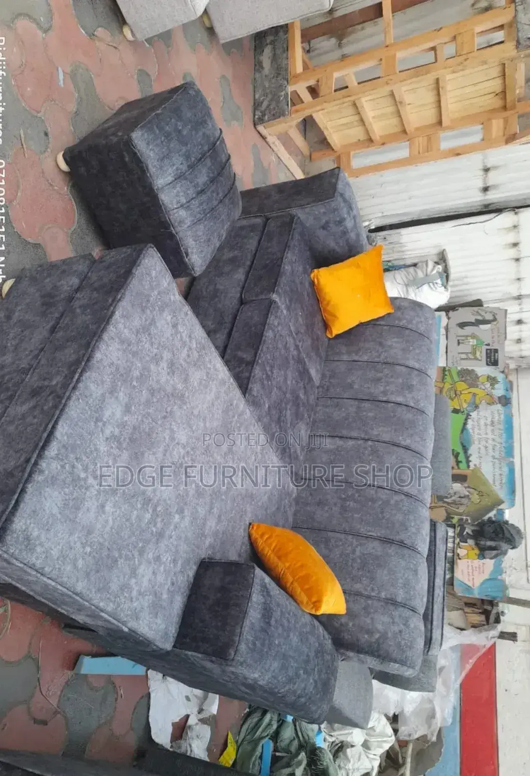 Velvet Mini L.Shaped Sofa Set