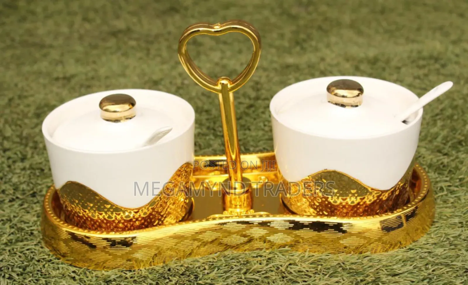 2pc Golden Sugar Dish/Ceramic Sugar Dish
