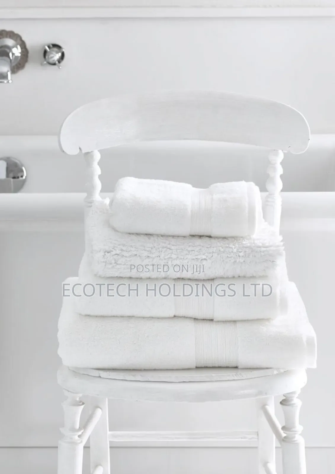 Unique 90 by 165 White Towels 9pk