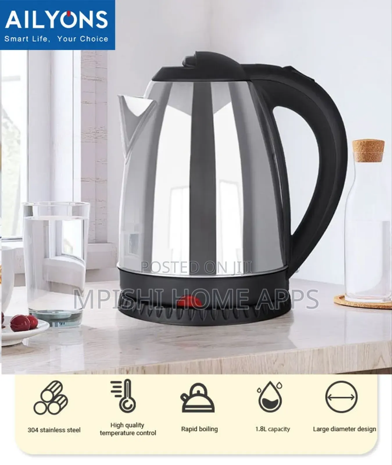 Ailyons Electric Kettle 1.8L FK-0301-G