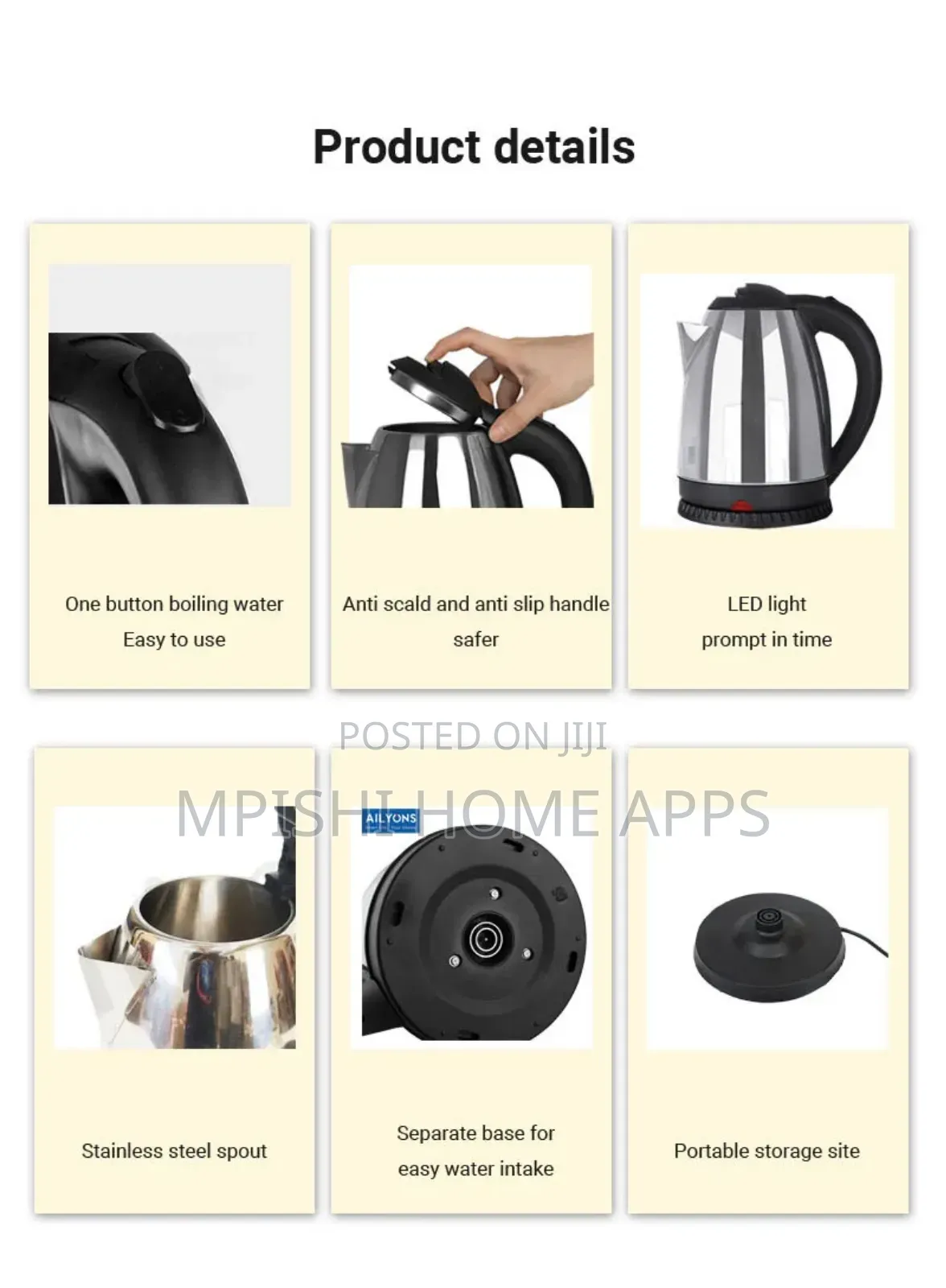 Ailyons Electric Kettle 1.8L FK-0301-G