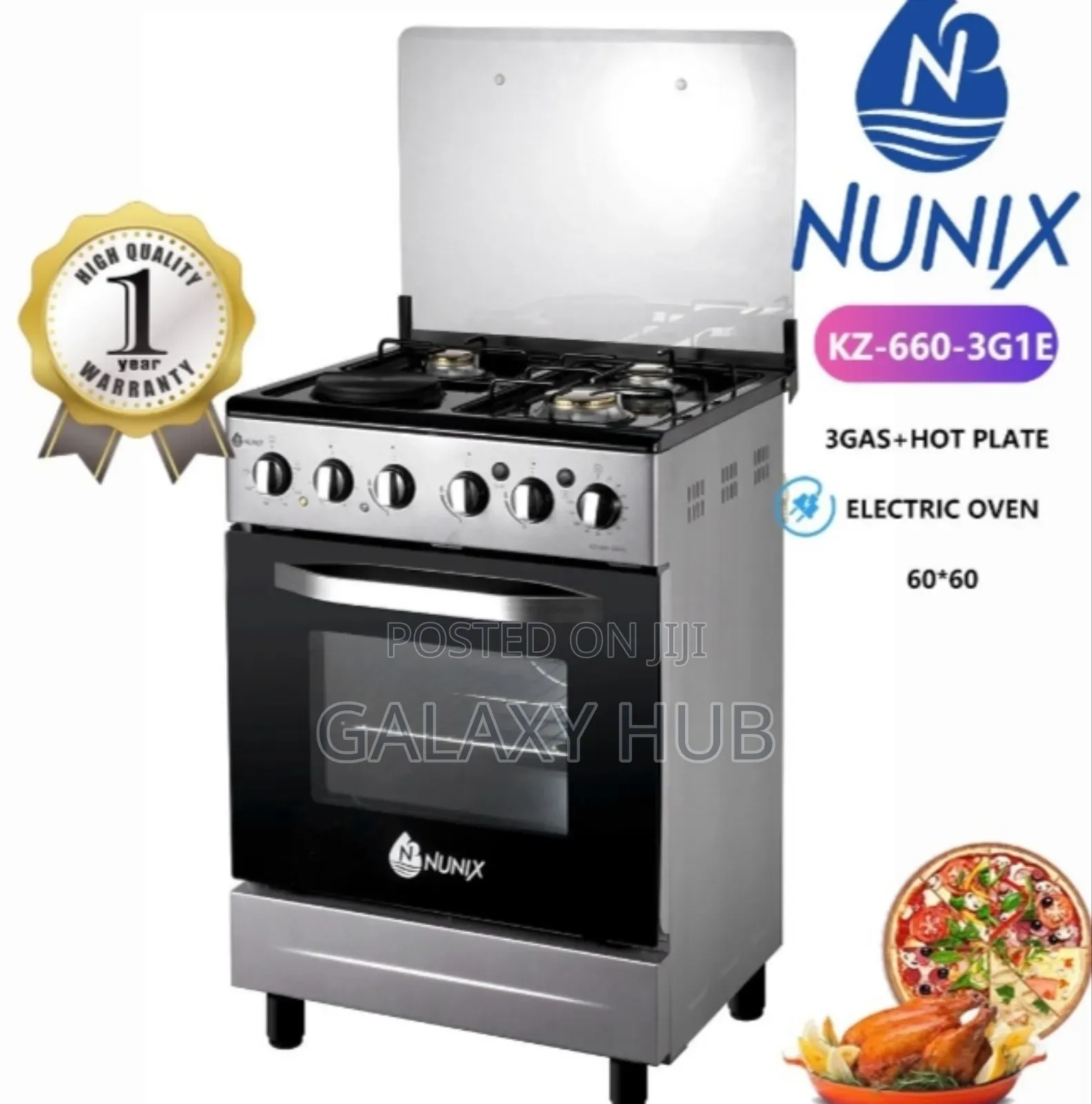 Free Standing Nunix 60×60 3gas+1-Electric Gas Cooker