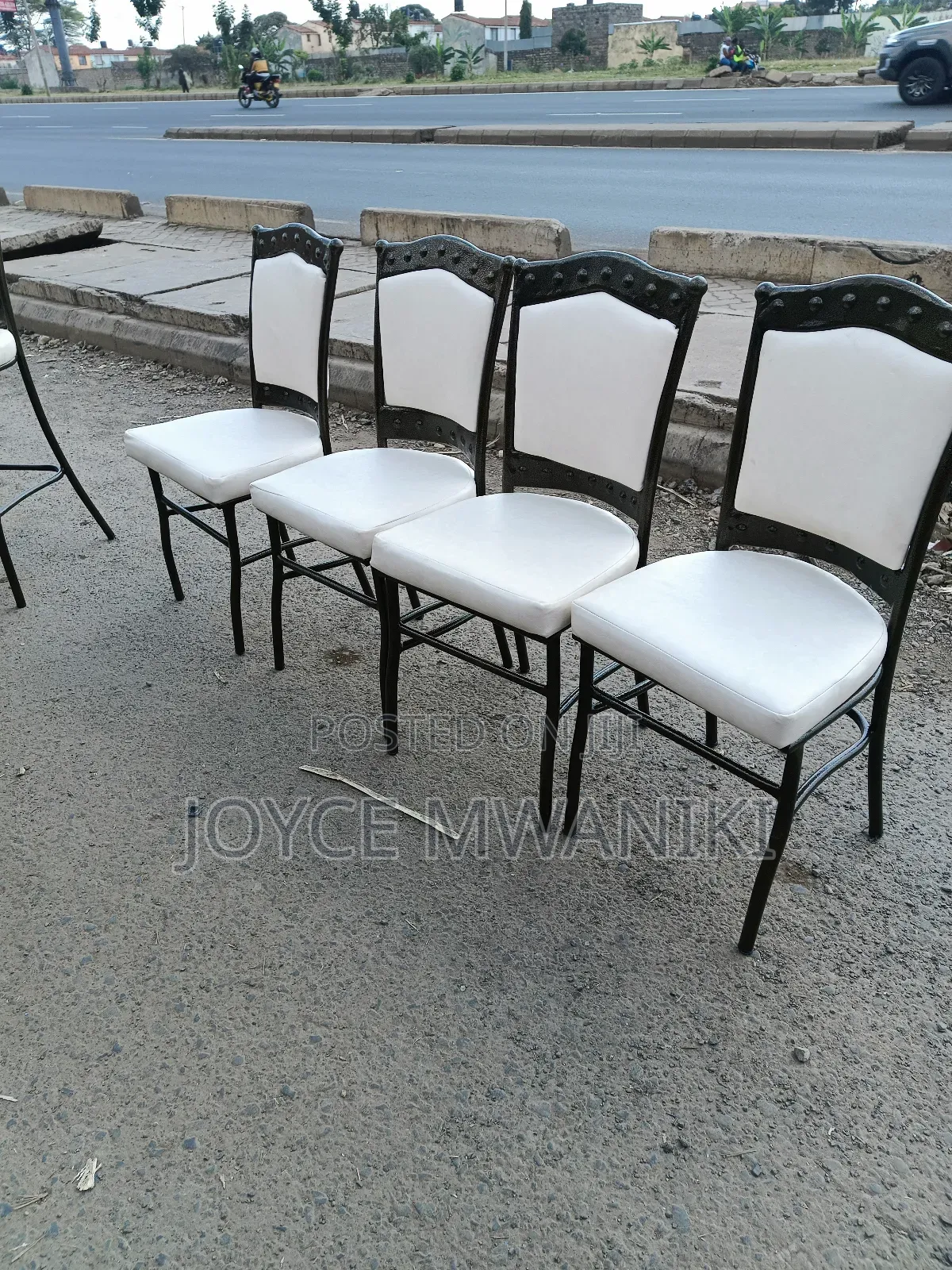 Restaurant Seats, Cream White With Powder Coated Frame 