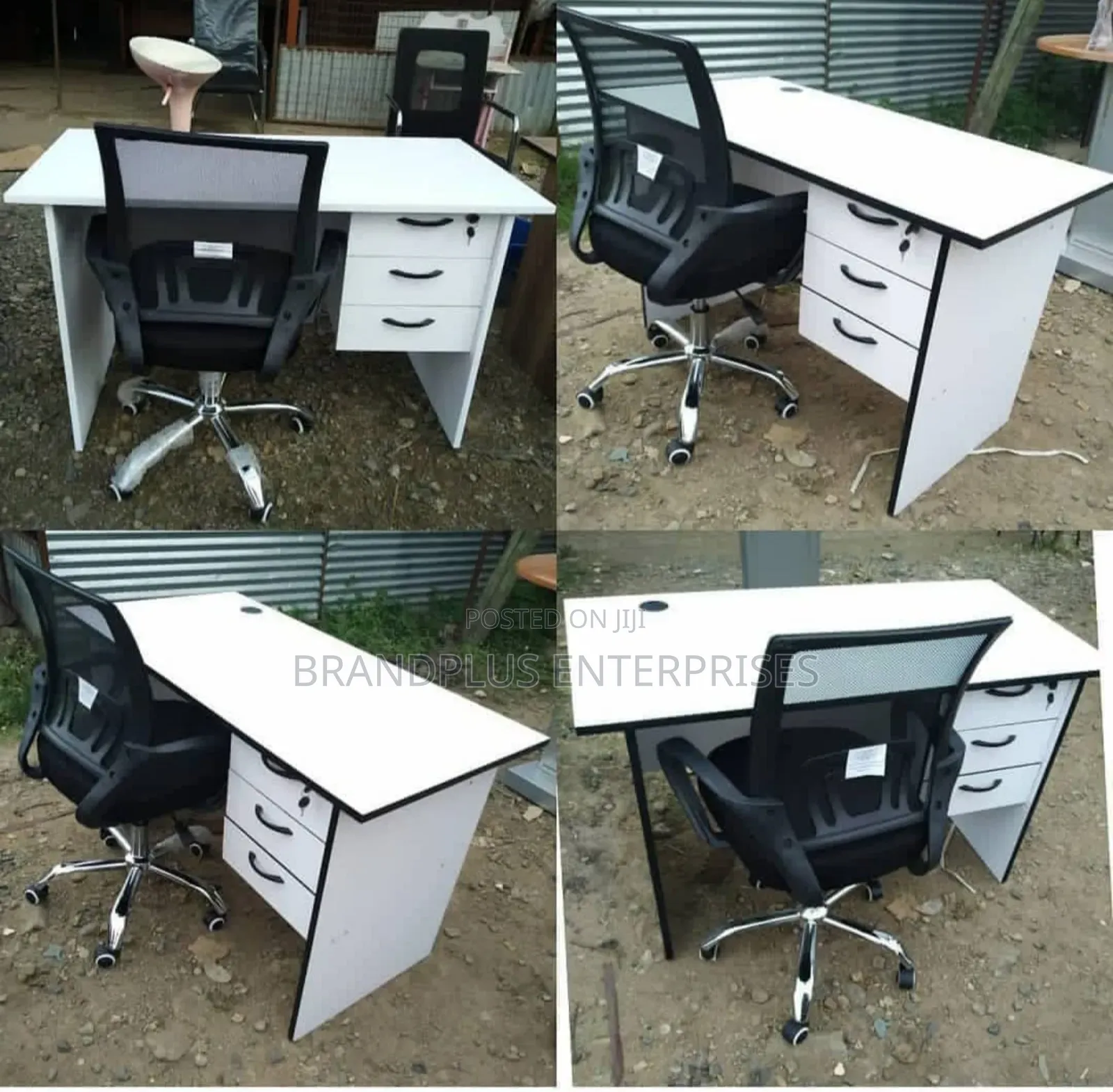 White and Black Desk and Seat Combo