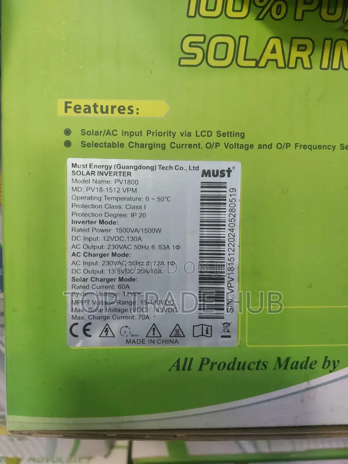 Must Solar Hybrid Inverter 12V 1500w/1.5kva
