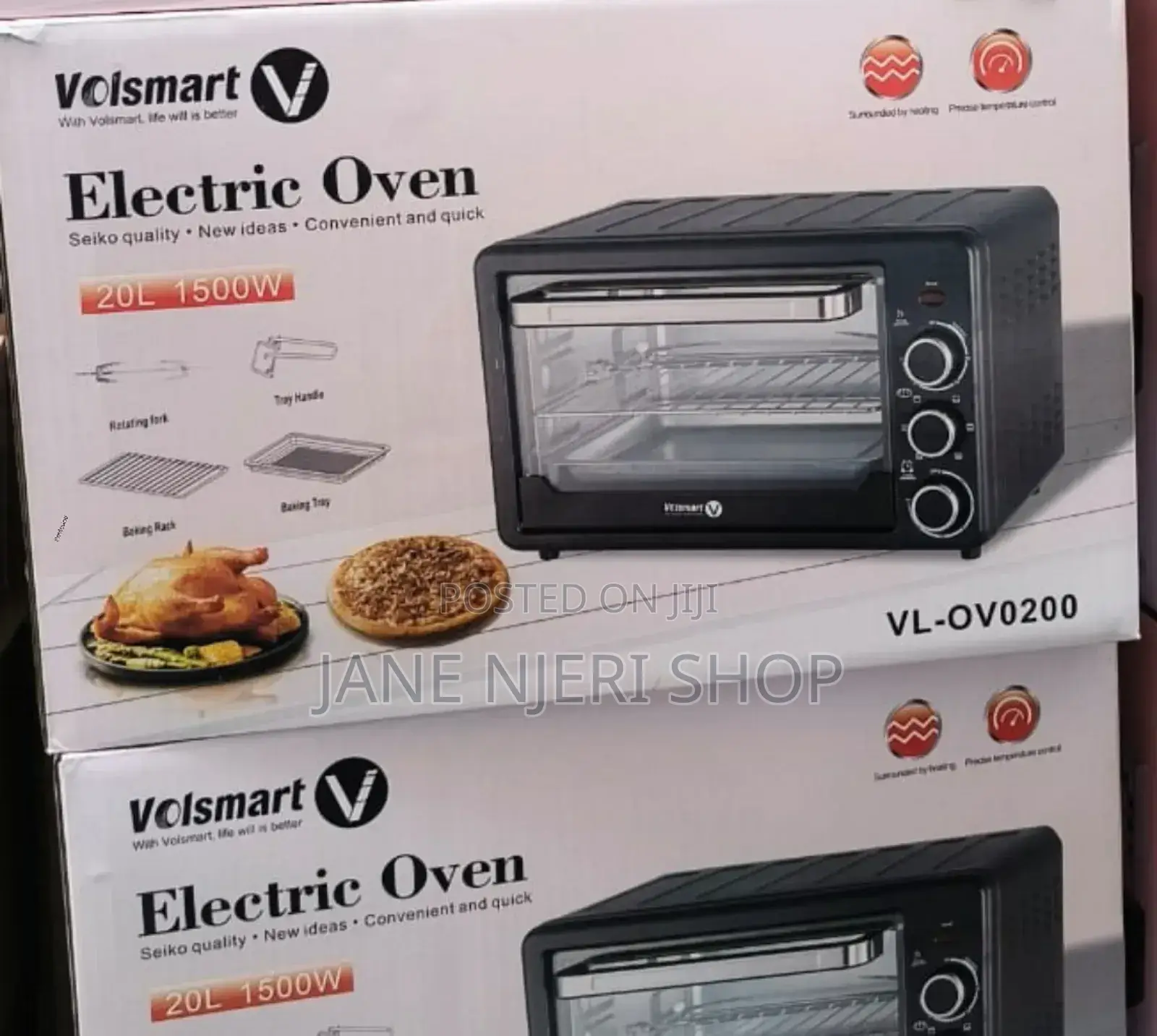 Black 20 Litres Volsmart Electric Oven 1500w/Vl