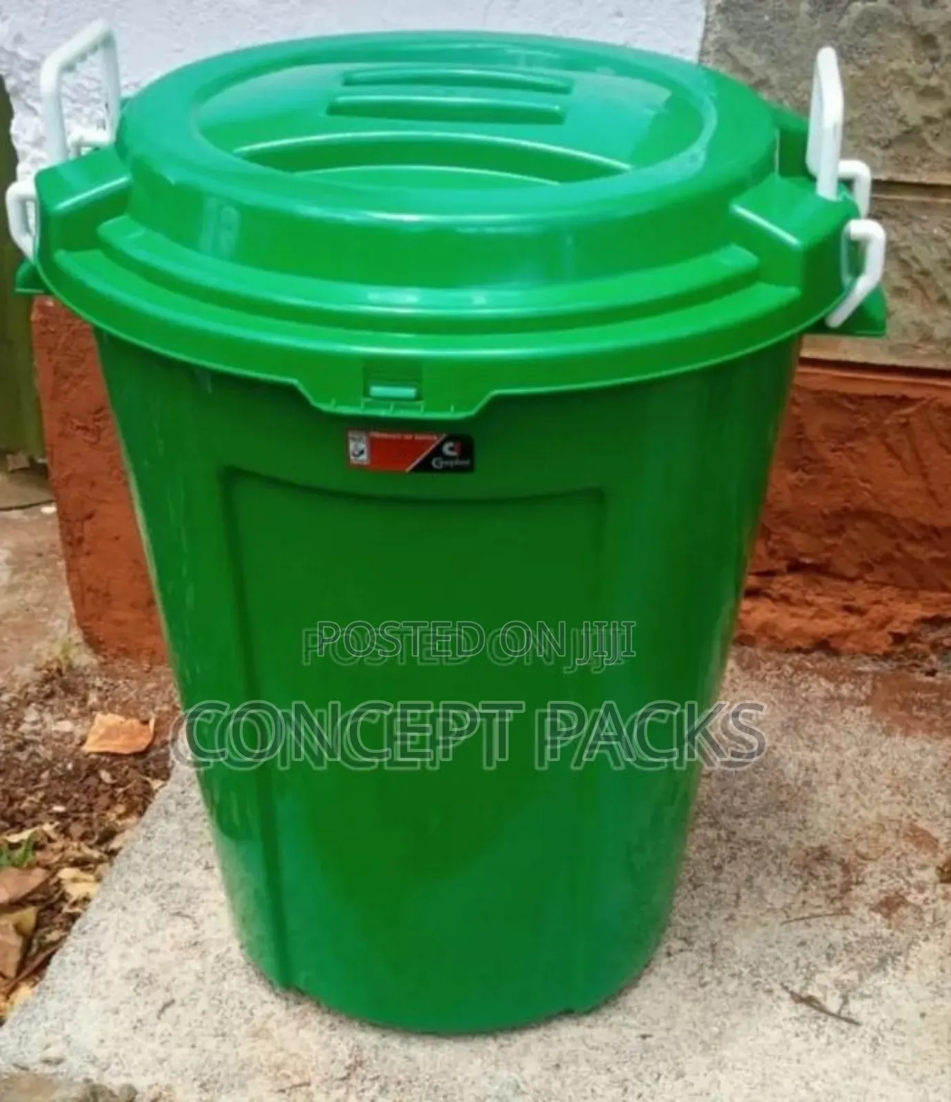 100l Green Dustbin With Clips
