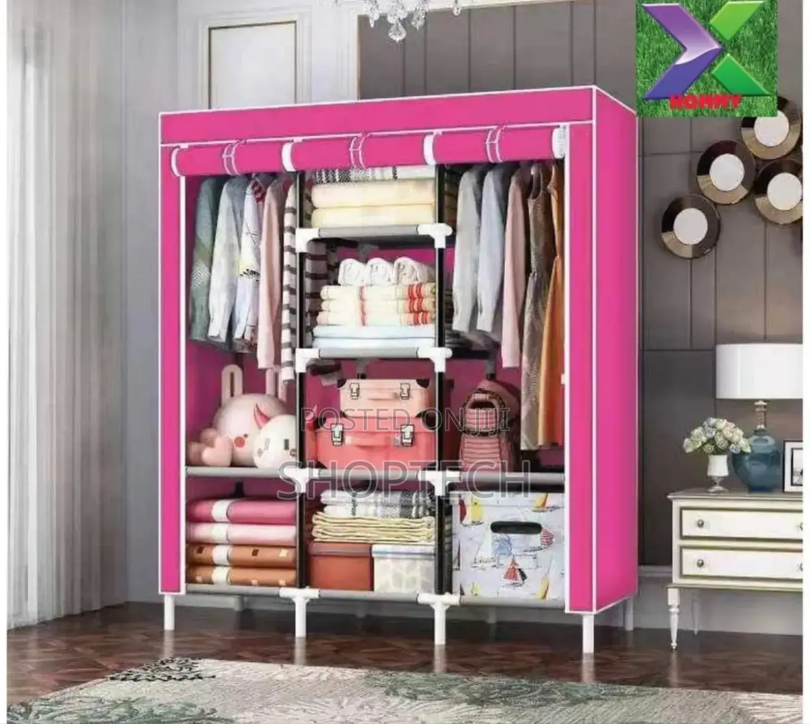 Three Column Metallic Portable Wardrobes At