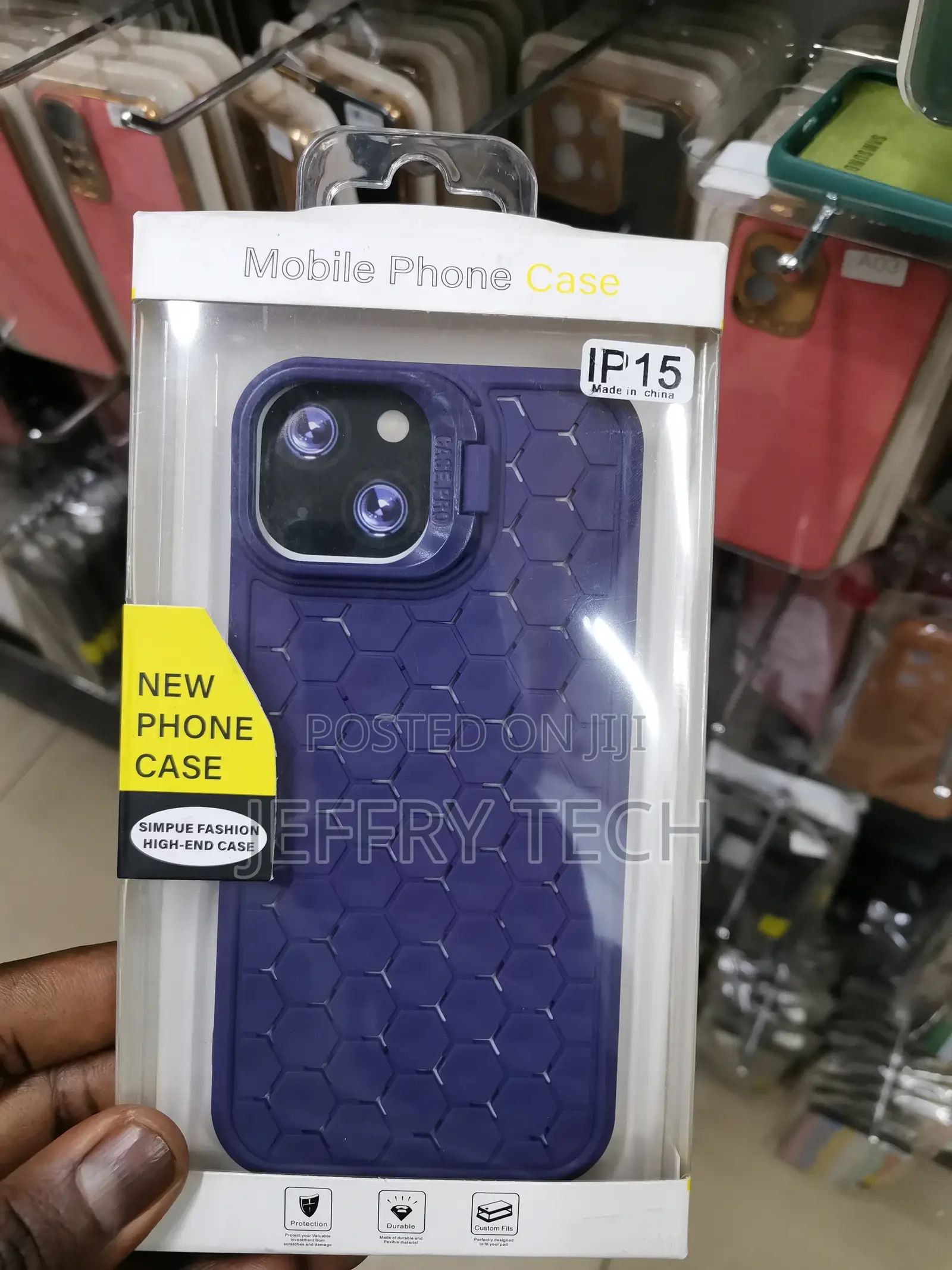 Honeycomb Phone Case for Apple iPhone 15-Purple
